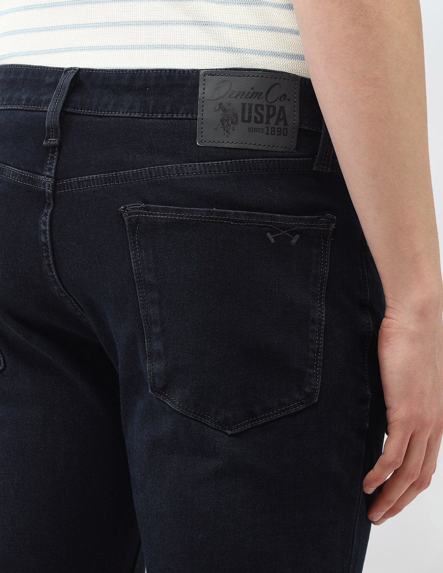 Whiskered Brandon Slim Tapered Fit Jeans Dark Blue - U.S. Polo Assn. India | Large