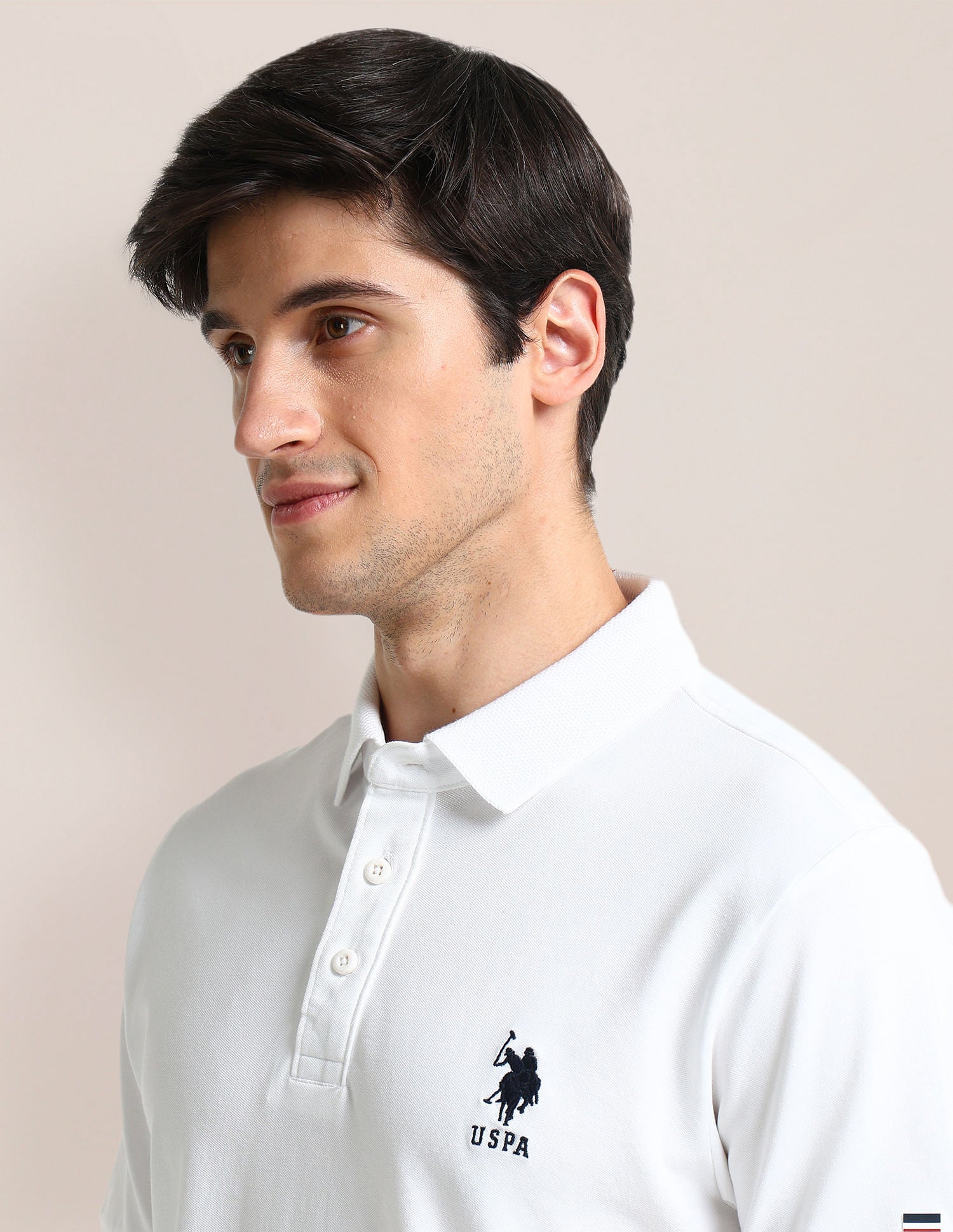 Slim Fit Logo Polo Shirt White - U.S. Polo Assn. India | Large