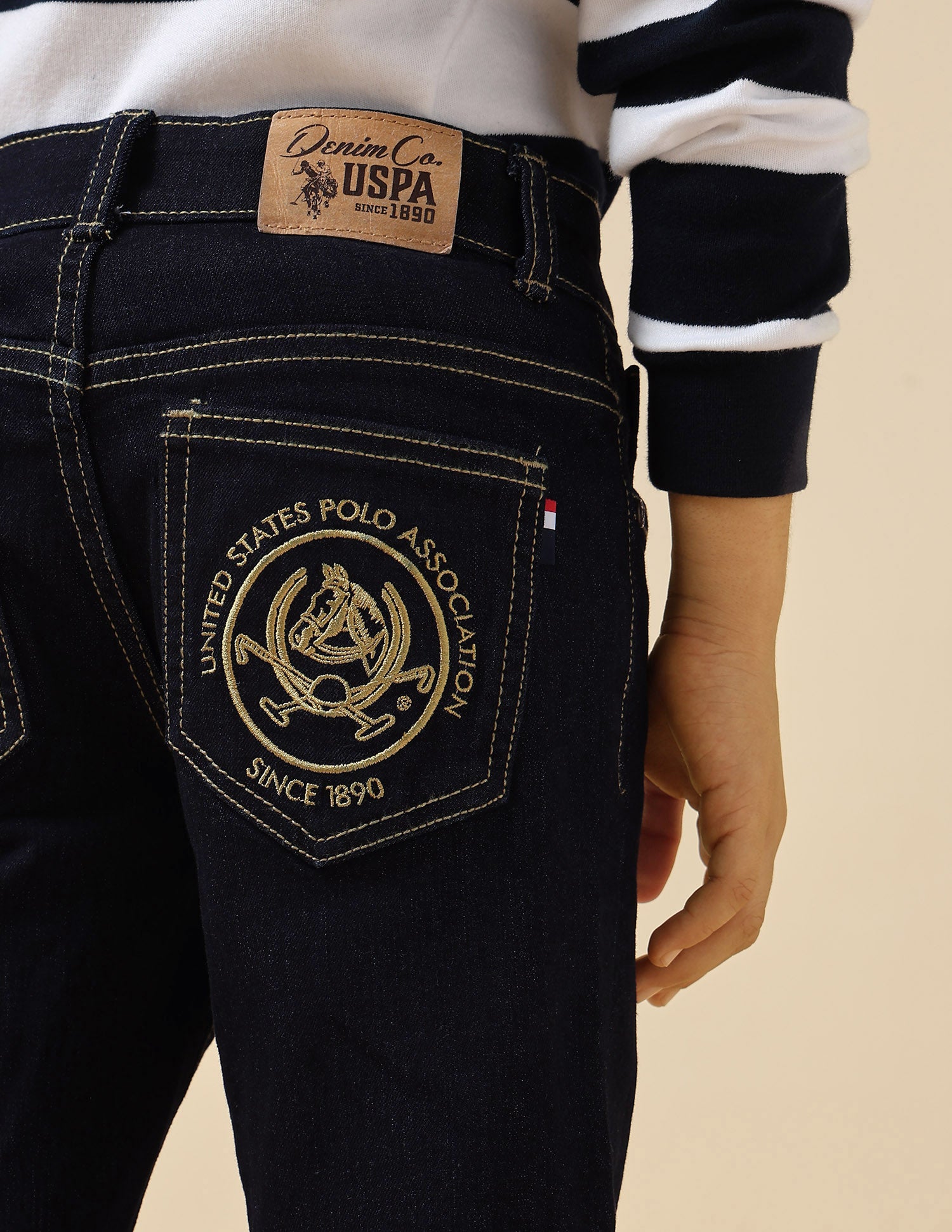 Boys Slim Fit Mid Rise Jeans Dark Blue - U.S. POLO ASSN. | Large