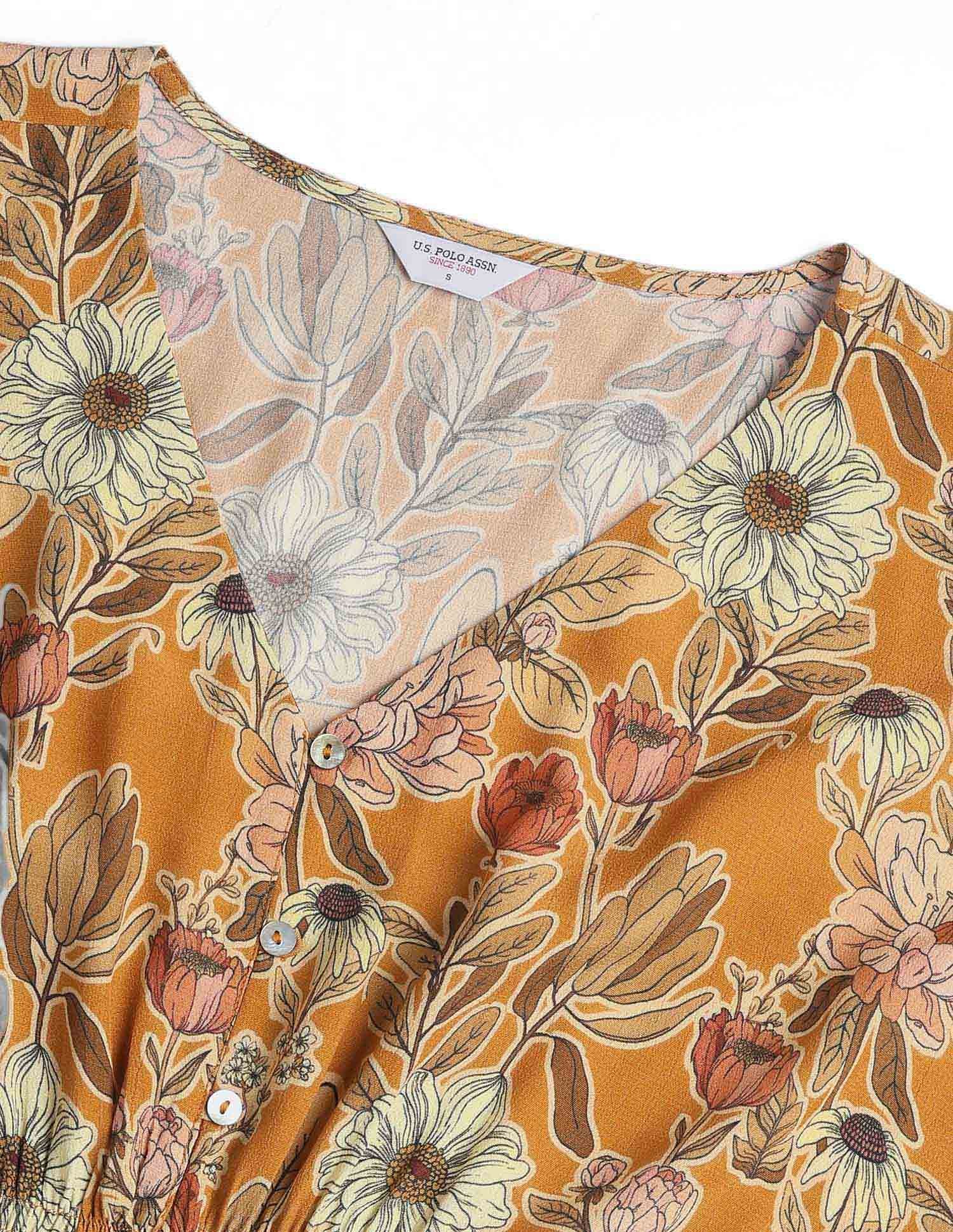 Floral Printed Fit & Flare Midi Dress Multi-colour - U.S. Polo Assn. India | Large