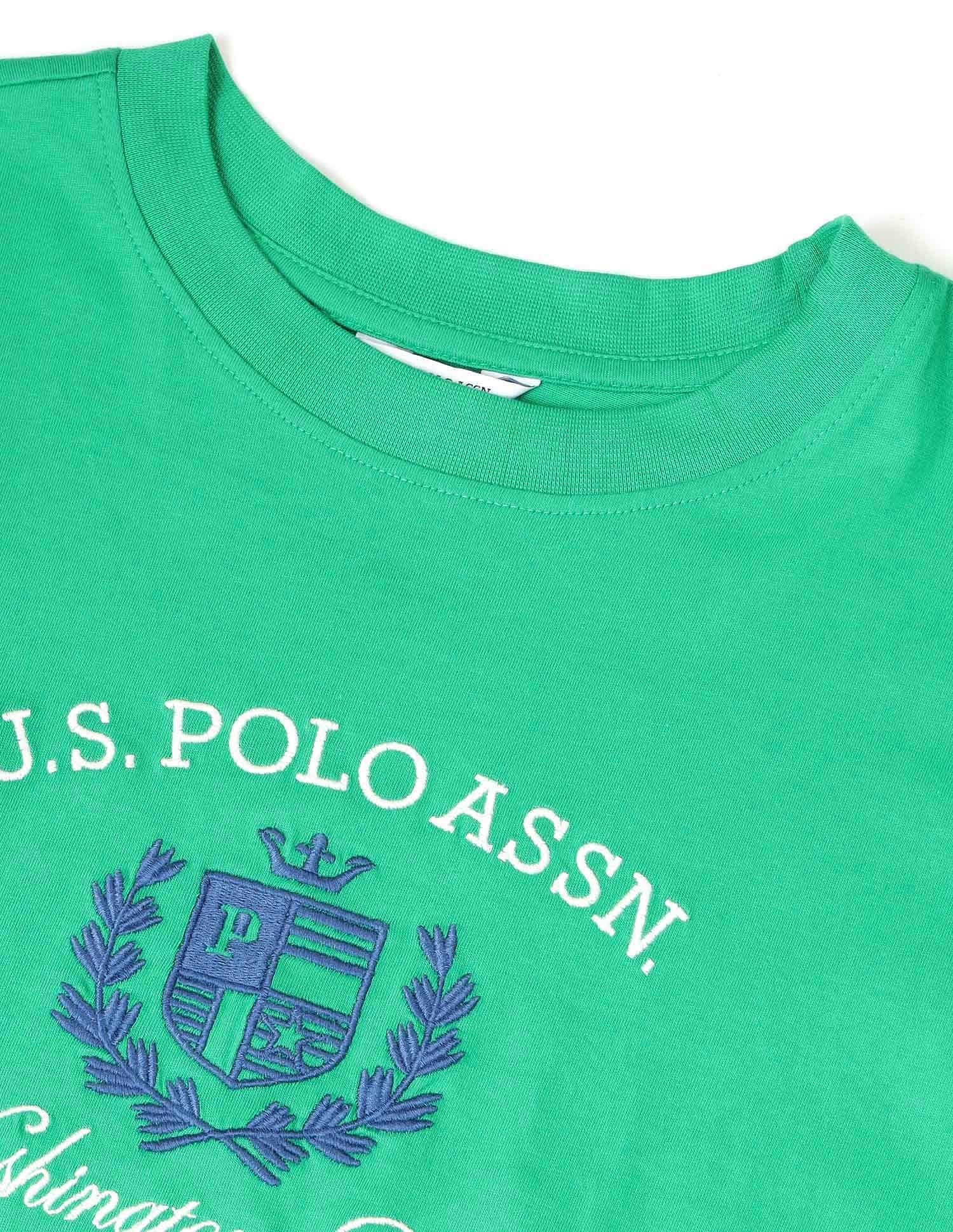 Boxy Fit Brand Printed T-Shirt Green - U.S. POLO ASSN. | Large
