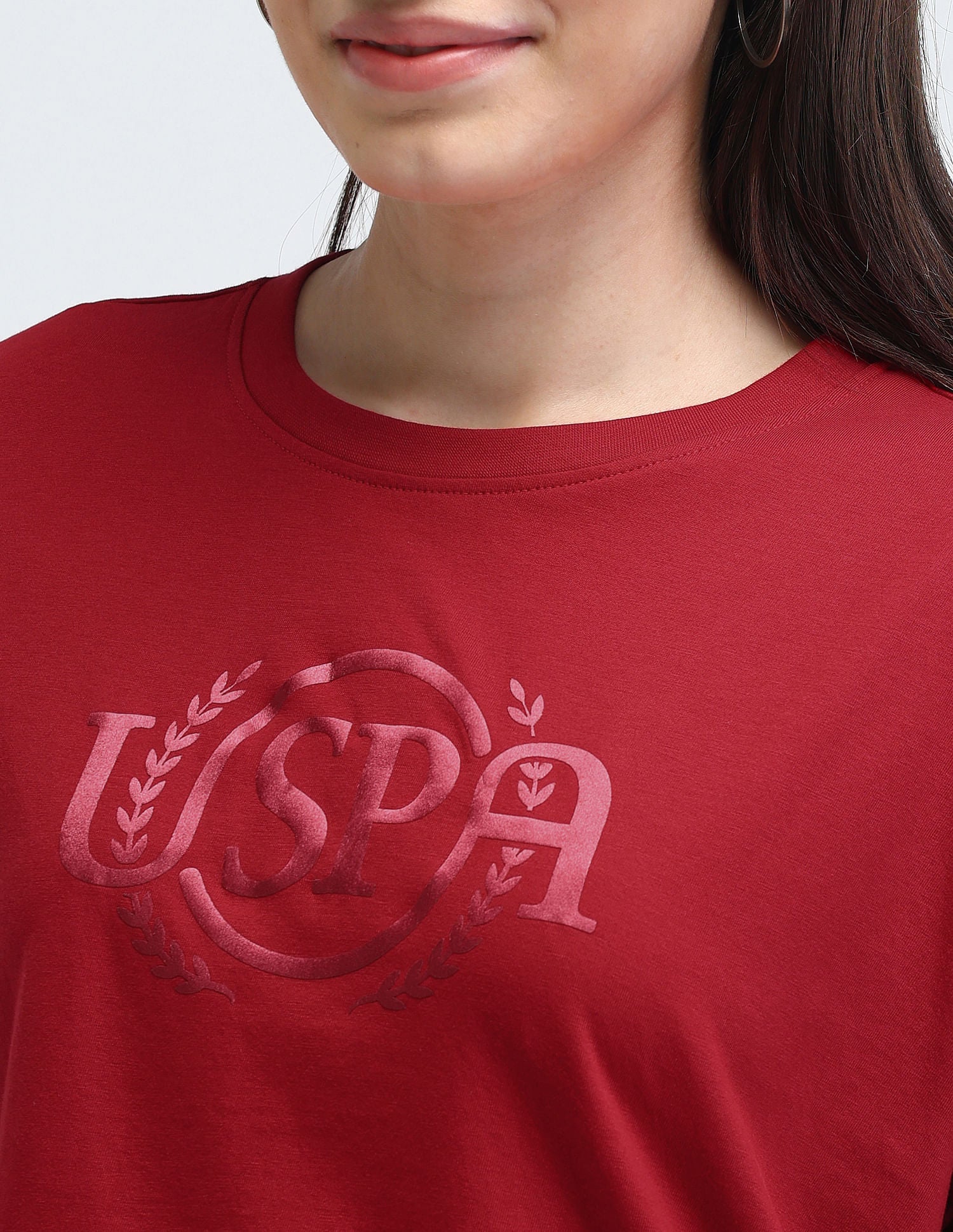 Extended Shoulder Satin Print T-Shirt Red - U.S. Polo Assn. India | Large