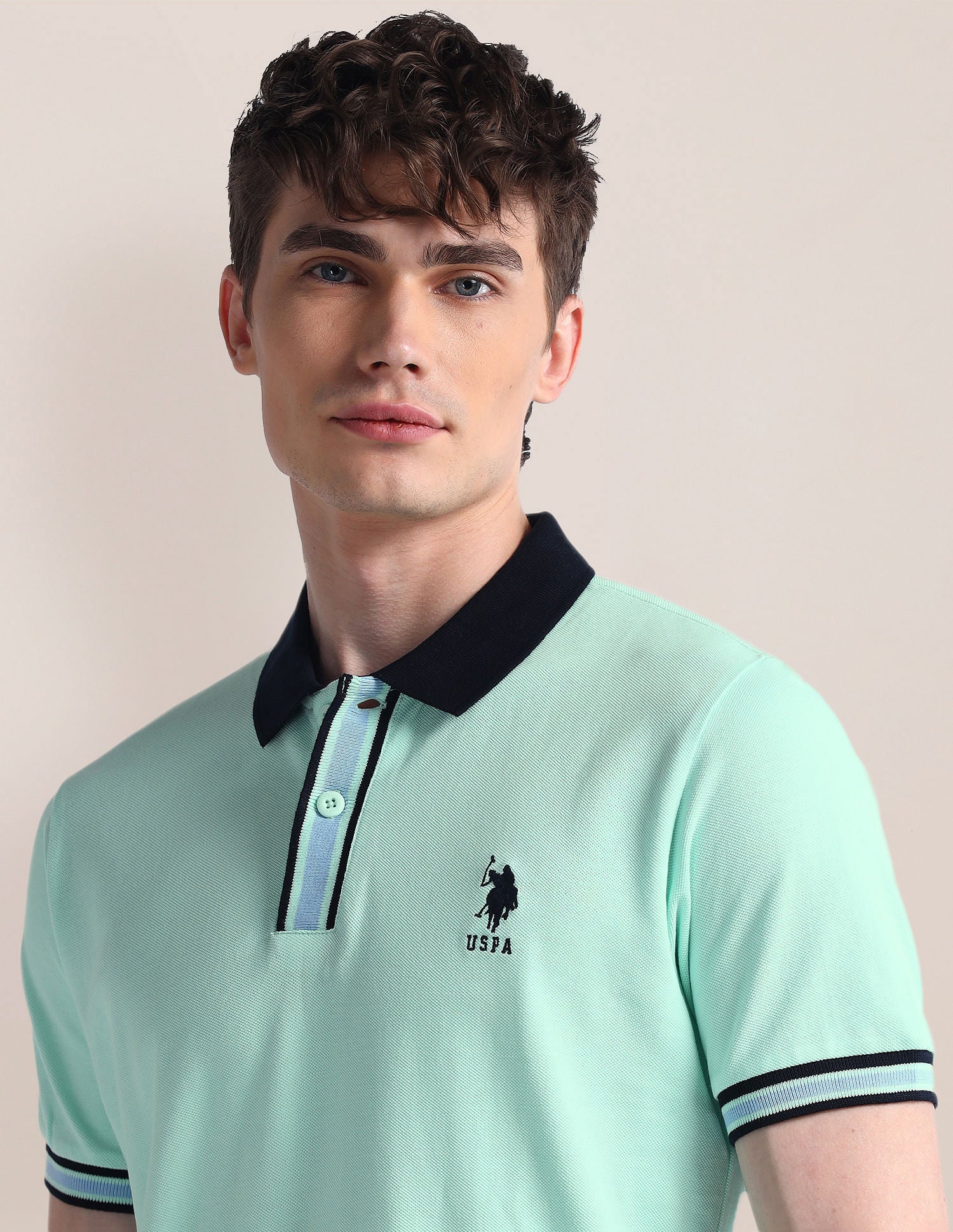 Slim Fit Pure Cotton Polo Shirt Aqua - U.S. POLO ASSN. | Large