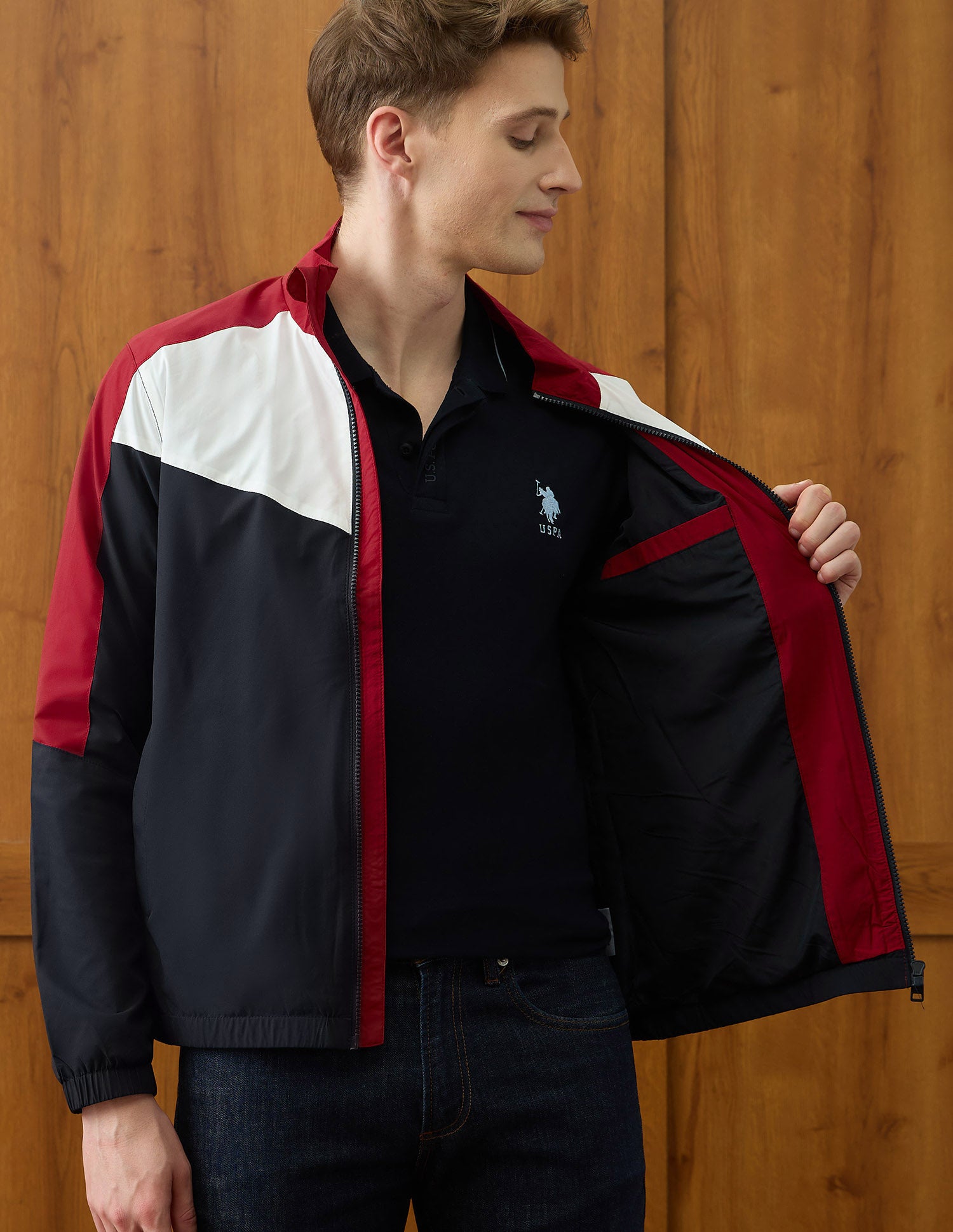 Colour Blocked Windcheater Jacket Navy - U.S. POLO ASSN. | Large