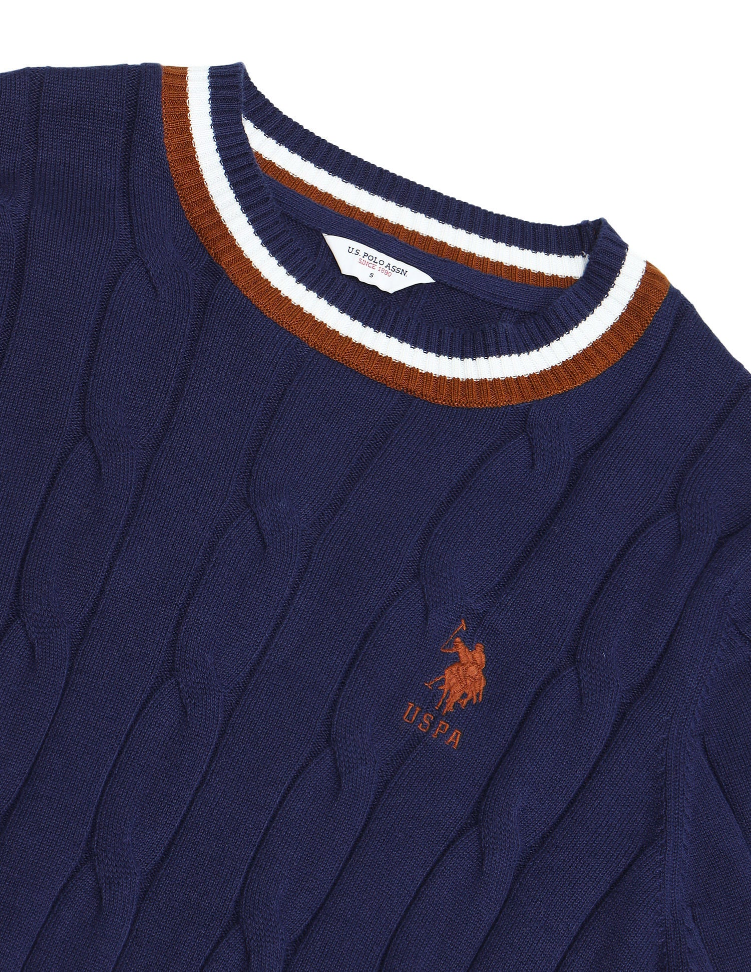 Regular Fit Cable Knit Sweater Navy - U.S. POLO ASSN. | Large