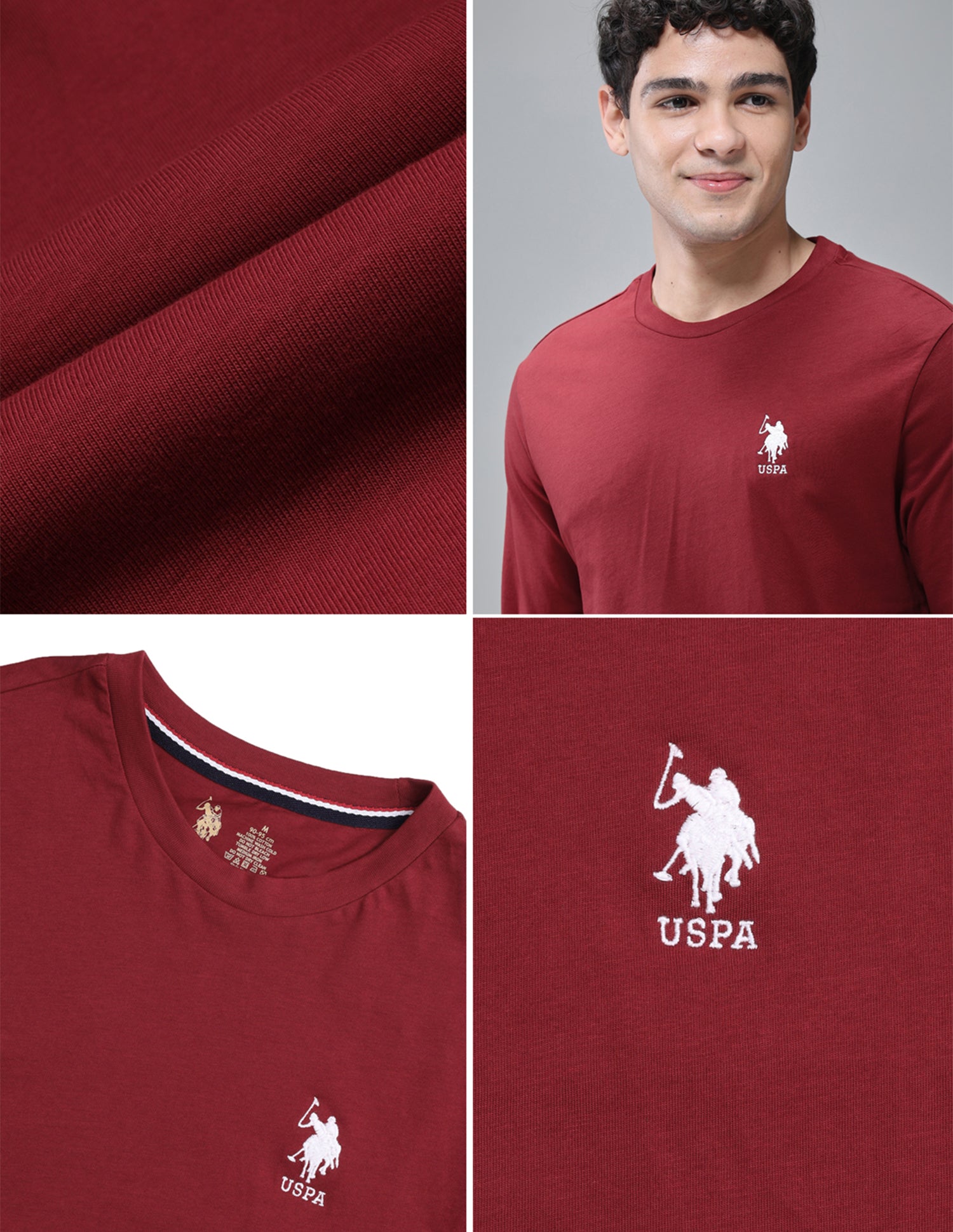 Pure Cotton Long Sleeve I693 Lounge T-Shirt - Pack Of 1 Red - U.S. Polo Assn. India | Large
