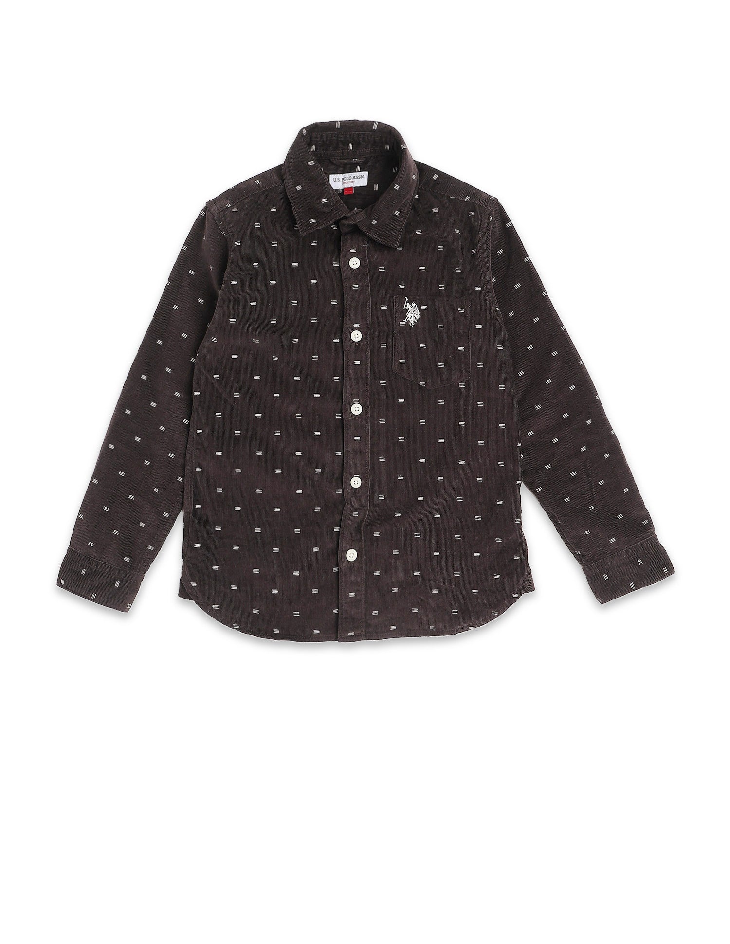 Boys All Over Printed Corduroy Shirt Brown - U.S. POLO ASSN. | Large