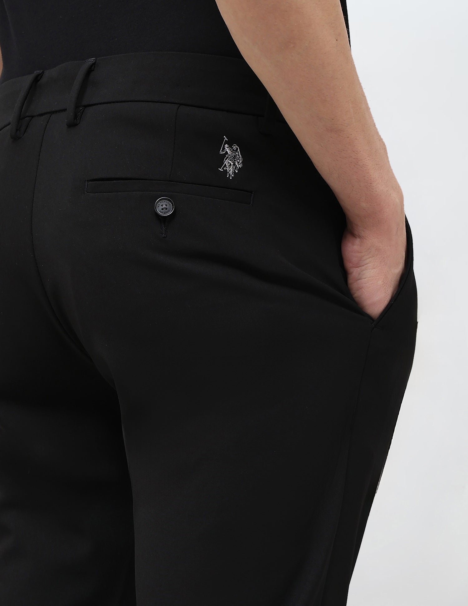 Mid Rise Slim Fit Trousers Black - U.S. POLO ASSN. | Large