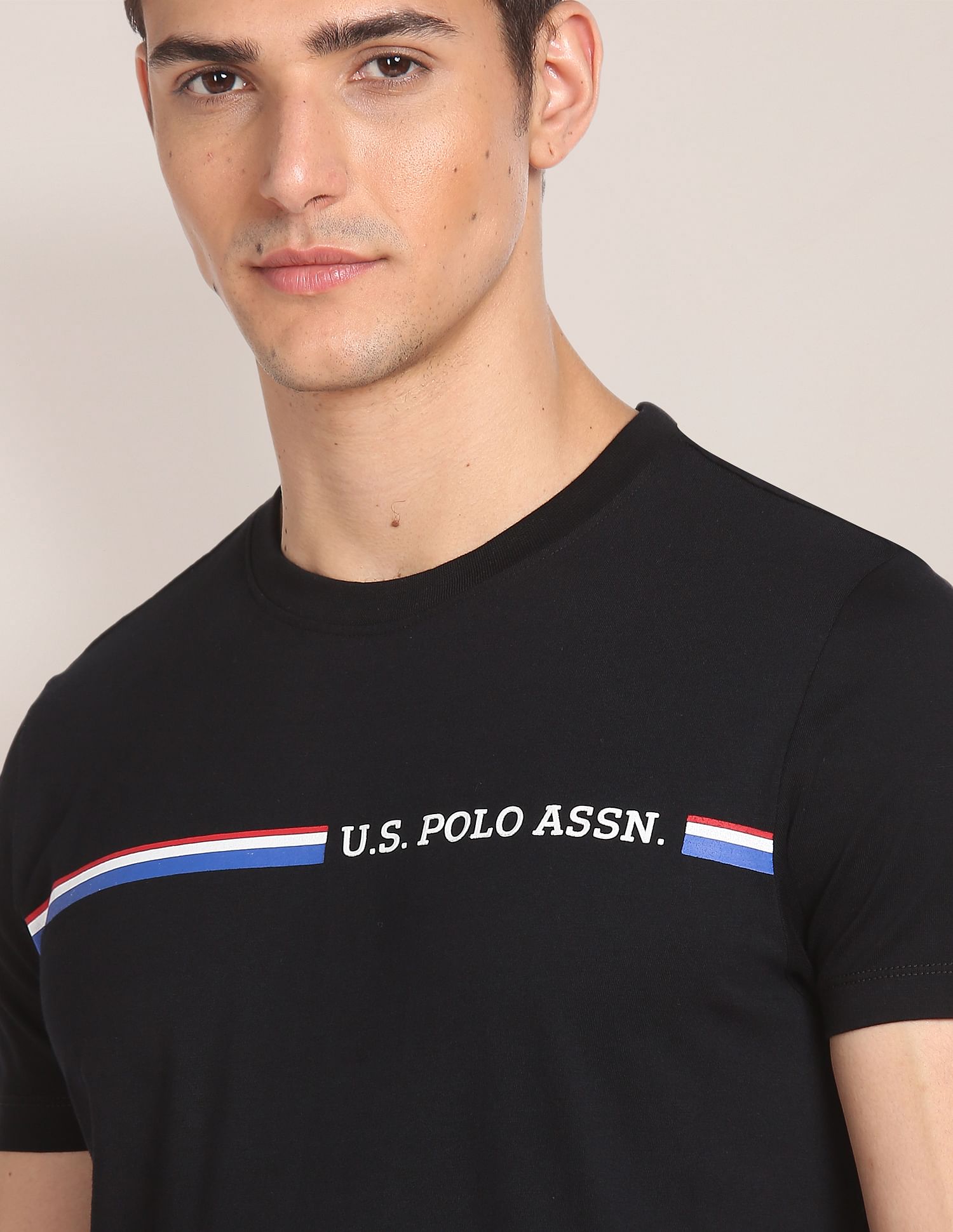 Crew Neck Brand Print T-Shirt Black - U.S. POLO ASSN. | Large