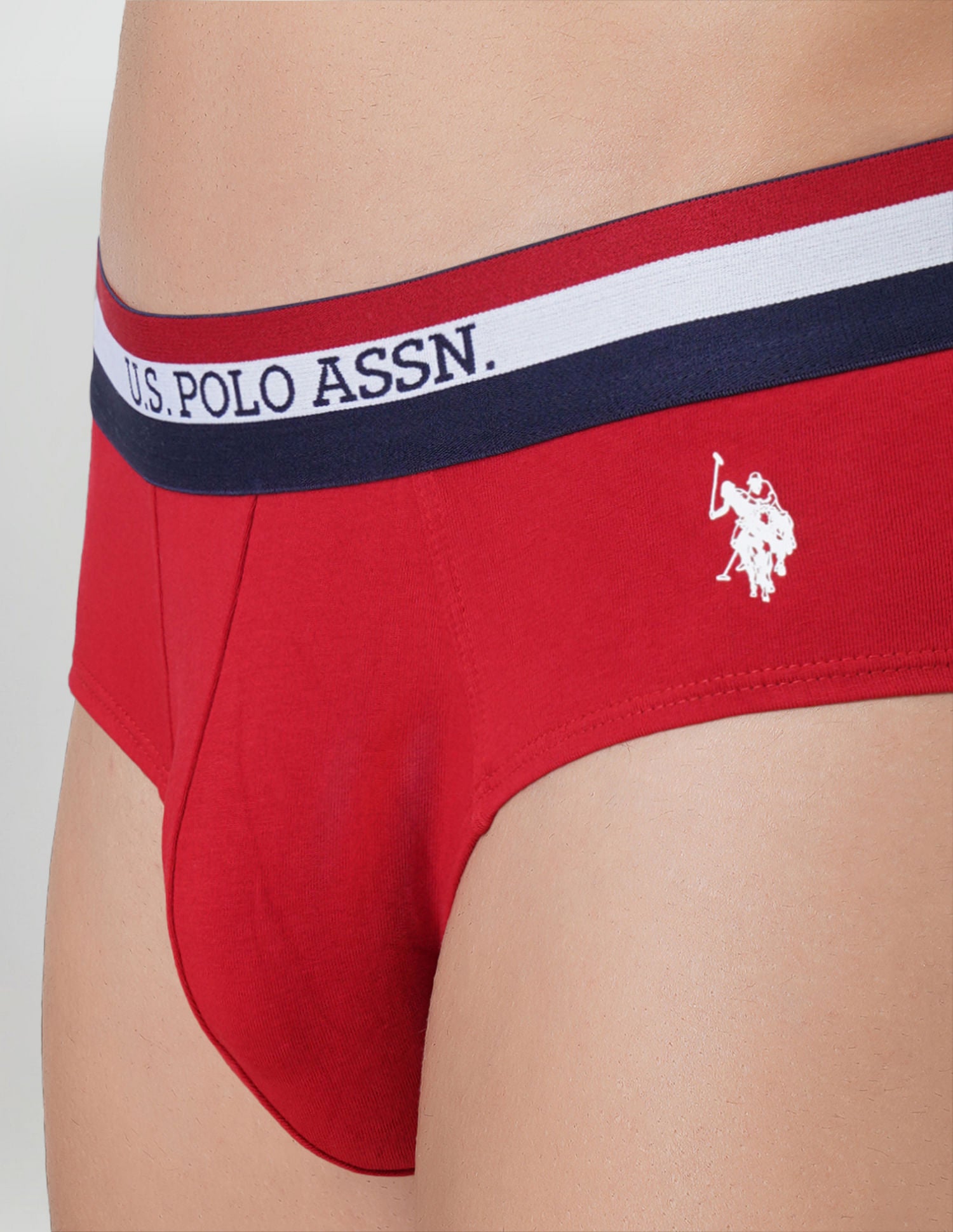 Striped Waistband EB002 Briefs - Pack Of 2 Black and Red - U.S. POLO ASSN. | Large