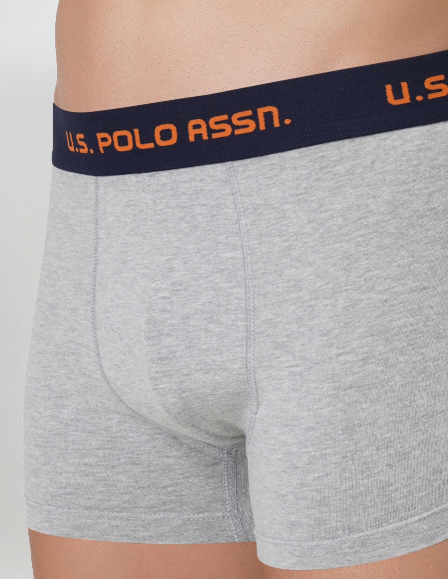 Brushed Elastic Cotton Stretch IYAK Trunks - Pack Of 2 Orange and Grey - U.S. POLO ASSN. | Large
