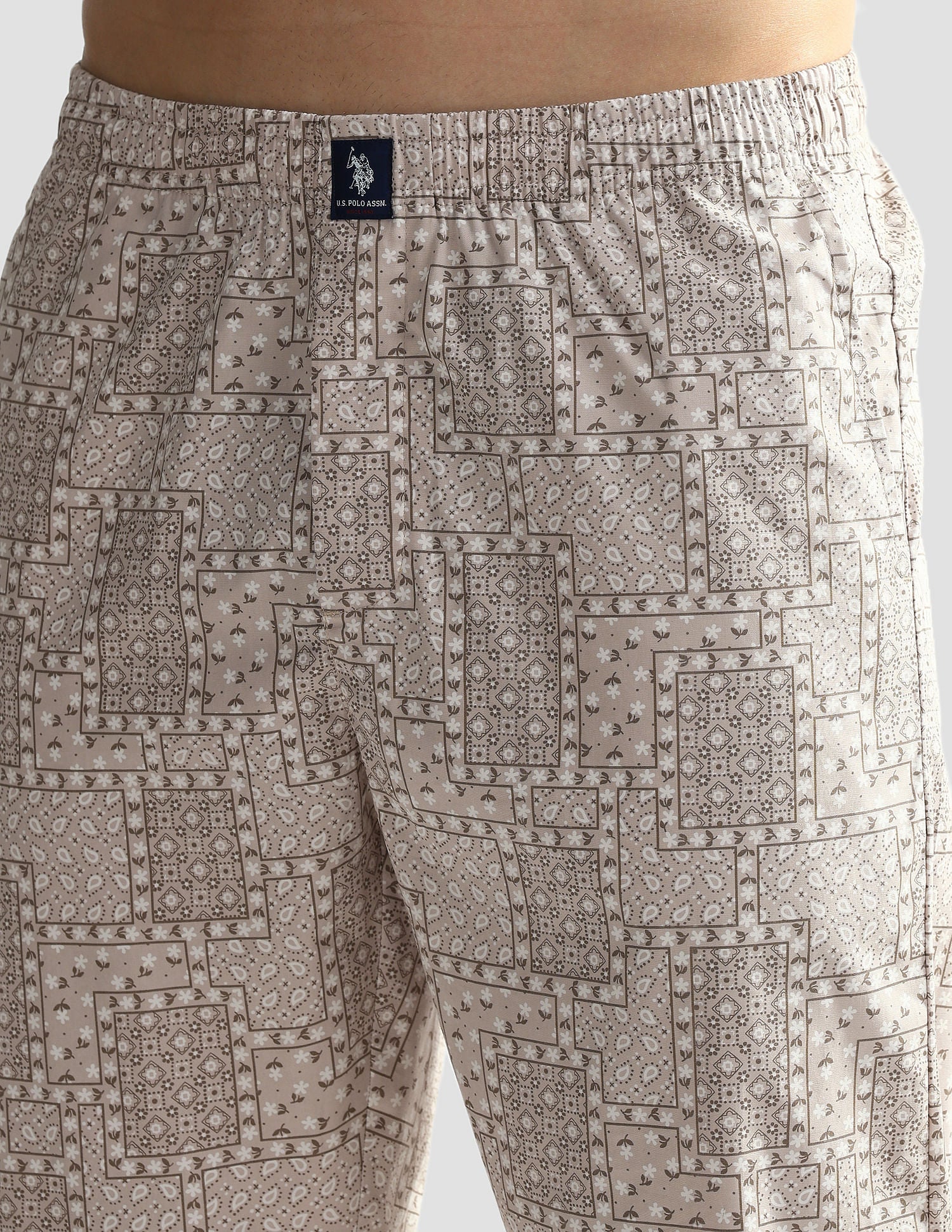 Mid Rise Printed OELP7 Lounge Track Pants - Pack Of 1 Mushroom - U.S. POLO ASSN. | Large