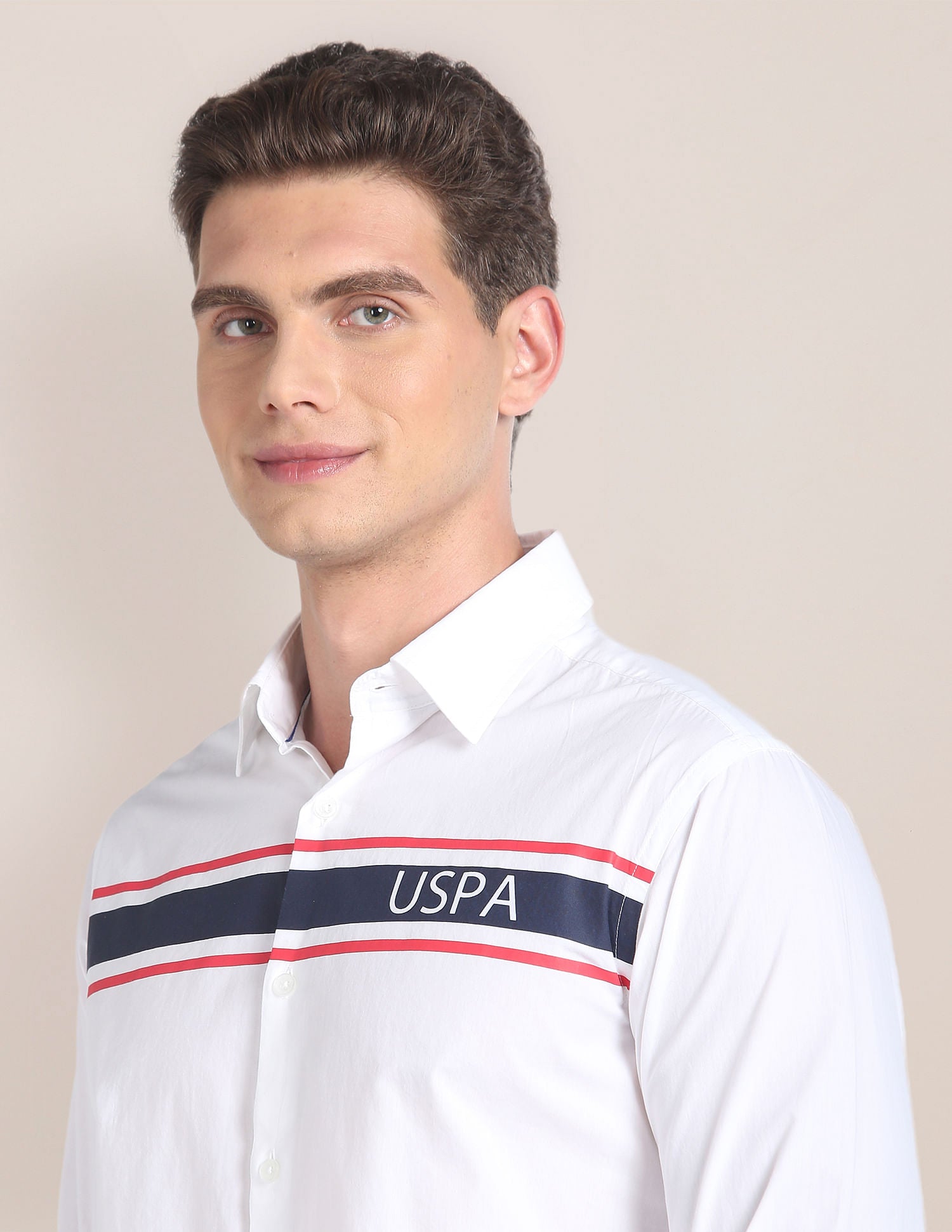 Horizontal Stripe Cotton Shirt White - U.S. POLO ASSN. | Large