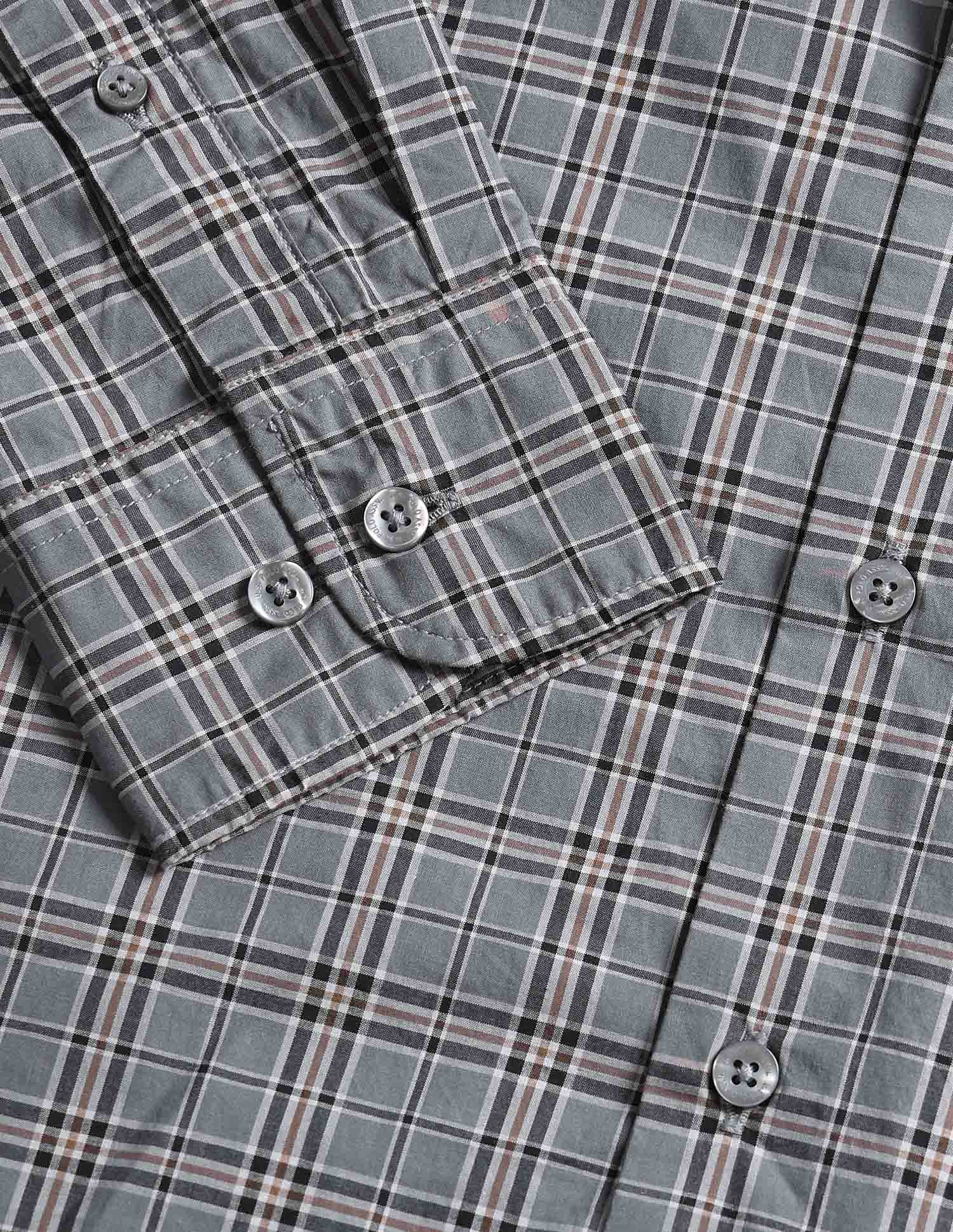 Grid Tattersall Checked Tailored Fit Shirt Dark Grey - U.S. POLO ASSN. | Large