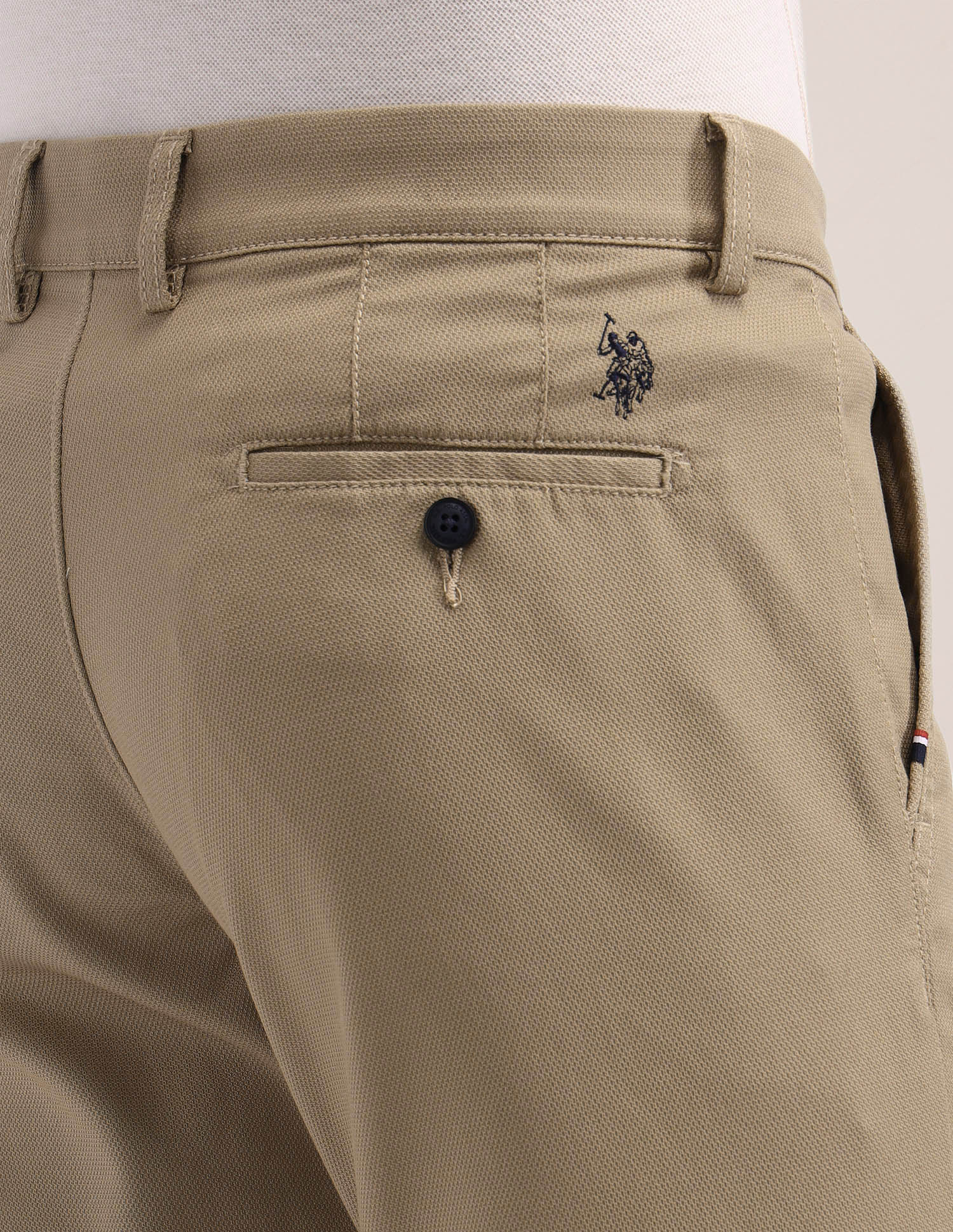Denver Slim Fit Solid Trousers Khaki - U.S. POLO ASSN. | Large