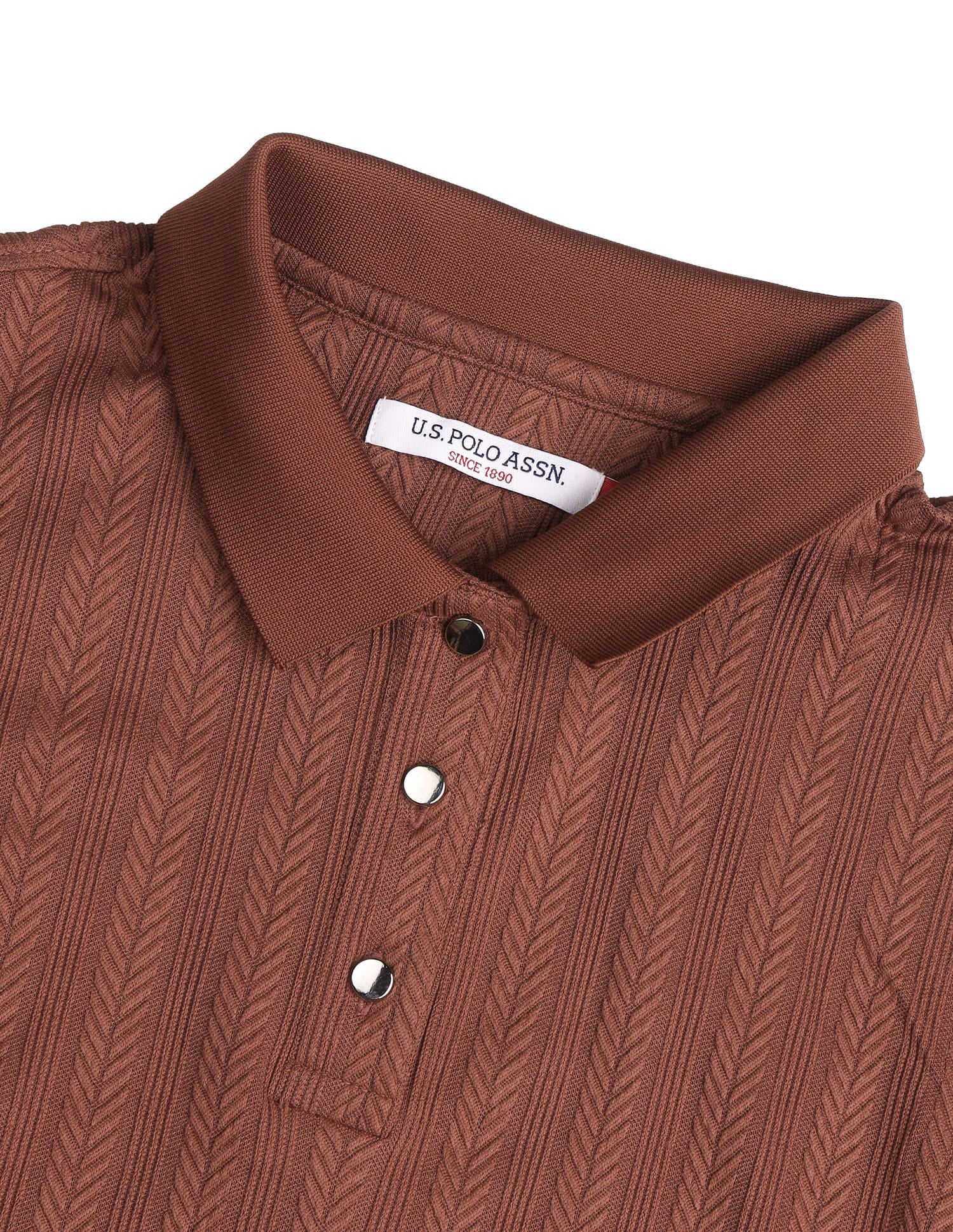 Textured Vertical Striped Regular Fit Polo Shirt Brown - U.S. Polo Assn. India | Large