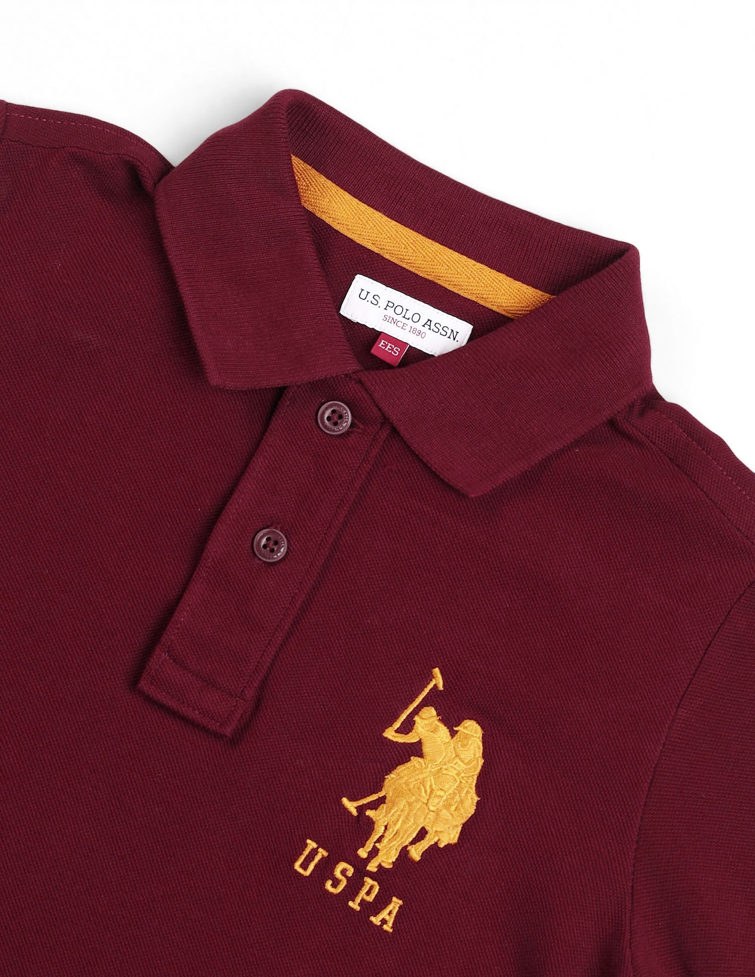Regular fit Solid Polo Shirt Maroon - U.S. Polo Assn. India | Large
