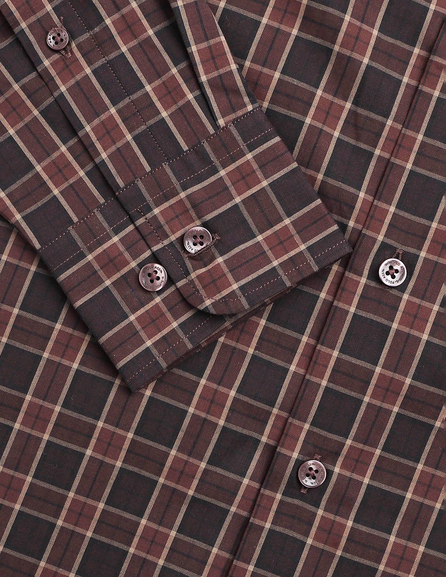 Grid Tattersall Checked Regular Fit Shirt Burgundy - U.S. POLO ASSN. | Large
