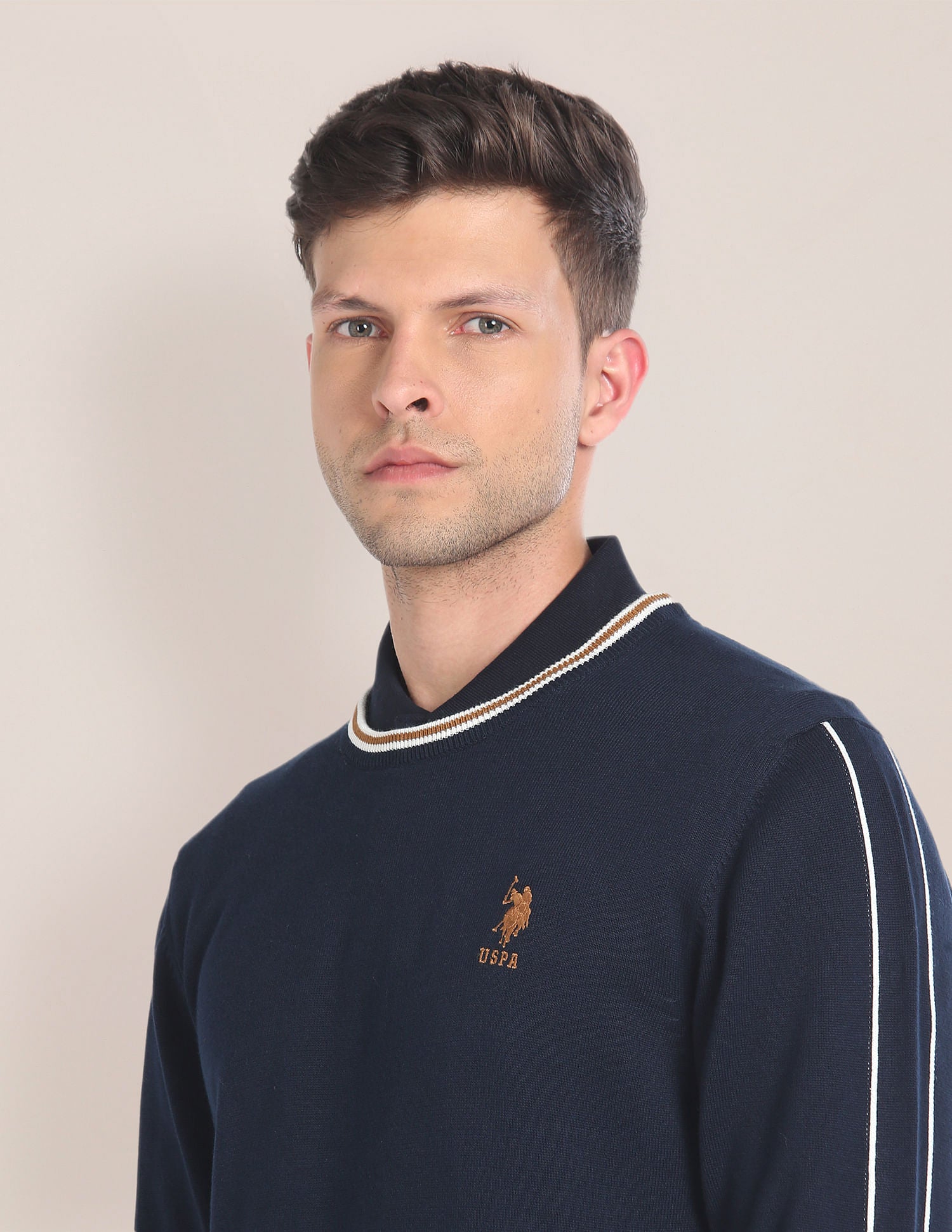 Crew Neck Solid Sweater Navy - U.S. POLO ASSN. | Large