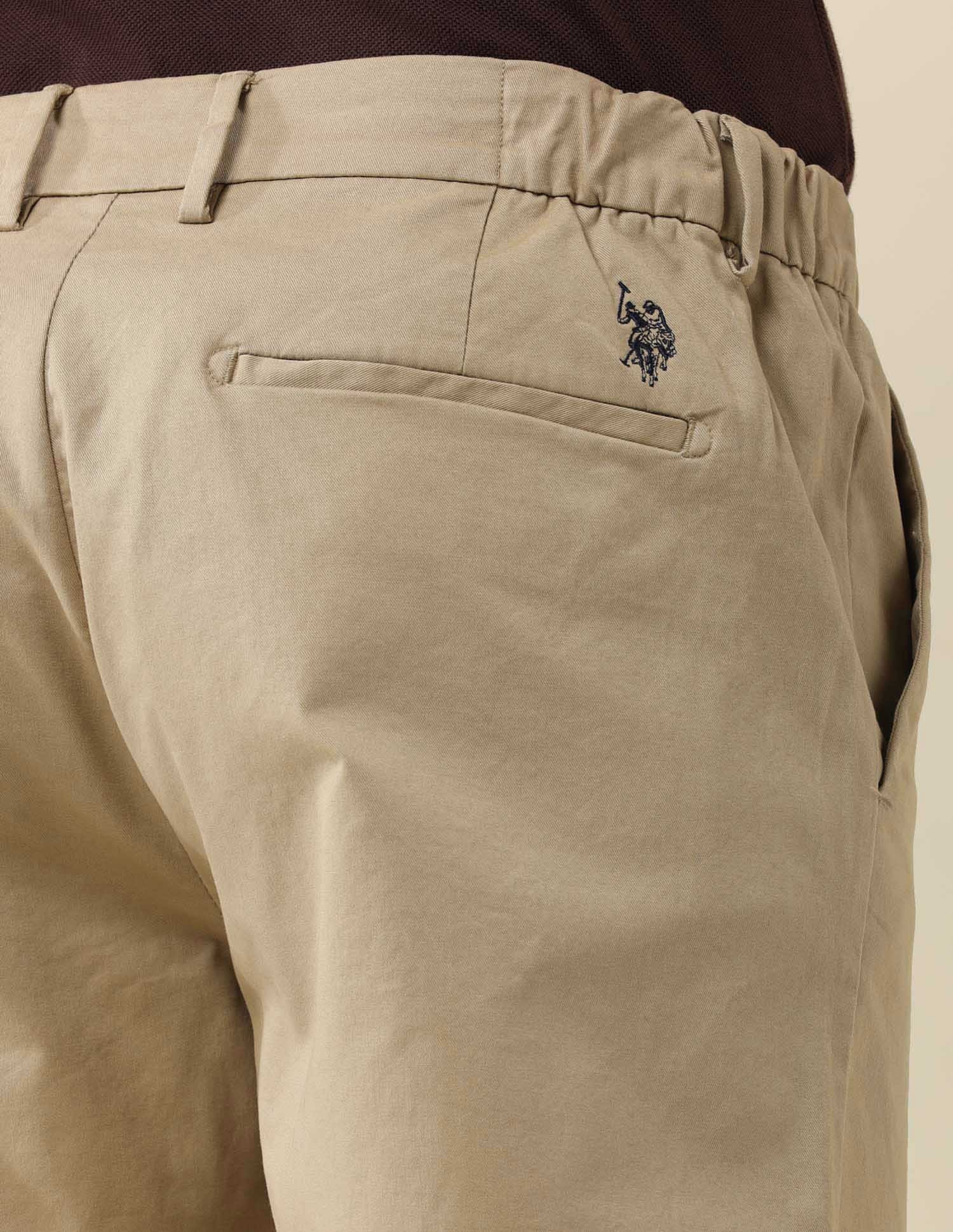 Straight Fit Solid Chinos Khaki - U.S. Polo Assn. India | Large