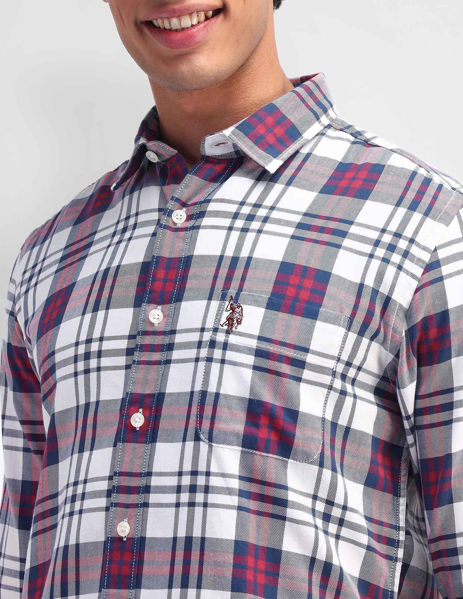 Slim Fit Madras Checked Shirt Navy - U.S. Polo Assn. India | Large