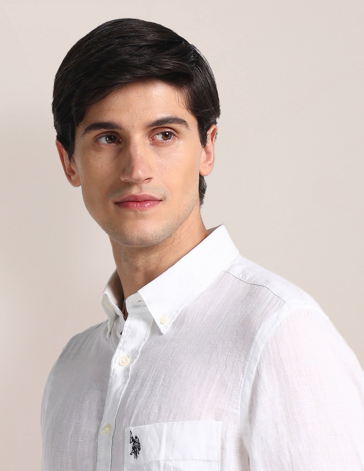 Tailored Fit Linen Shirt White - U.S. POLO ASSN. | Large