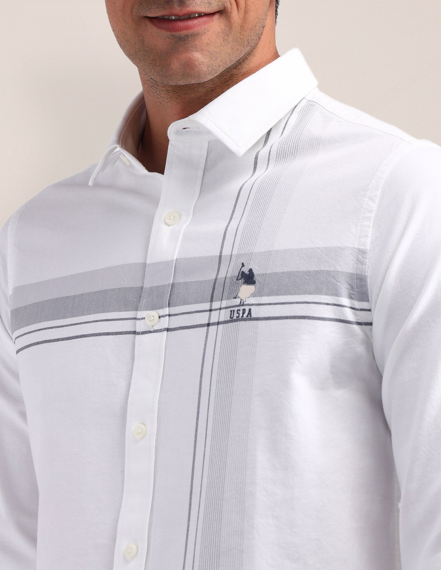 Horizontal Striped Oxford Shirt White - U.S. POLO ASSN. | Large