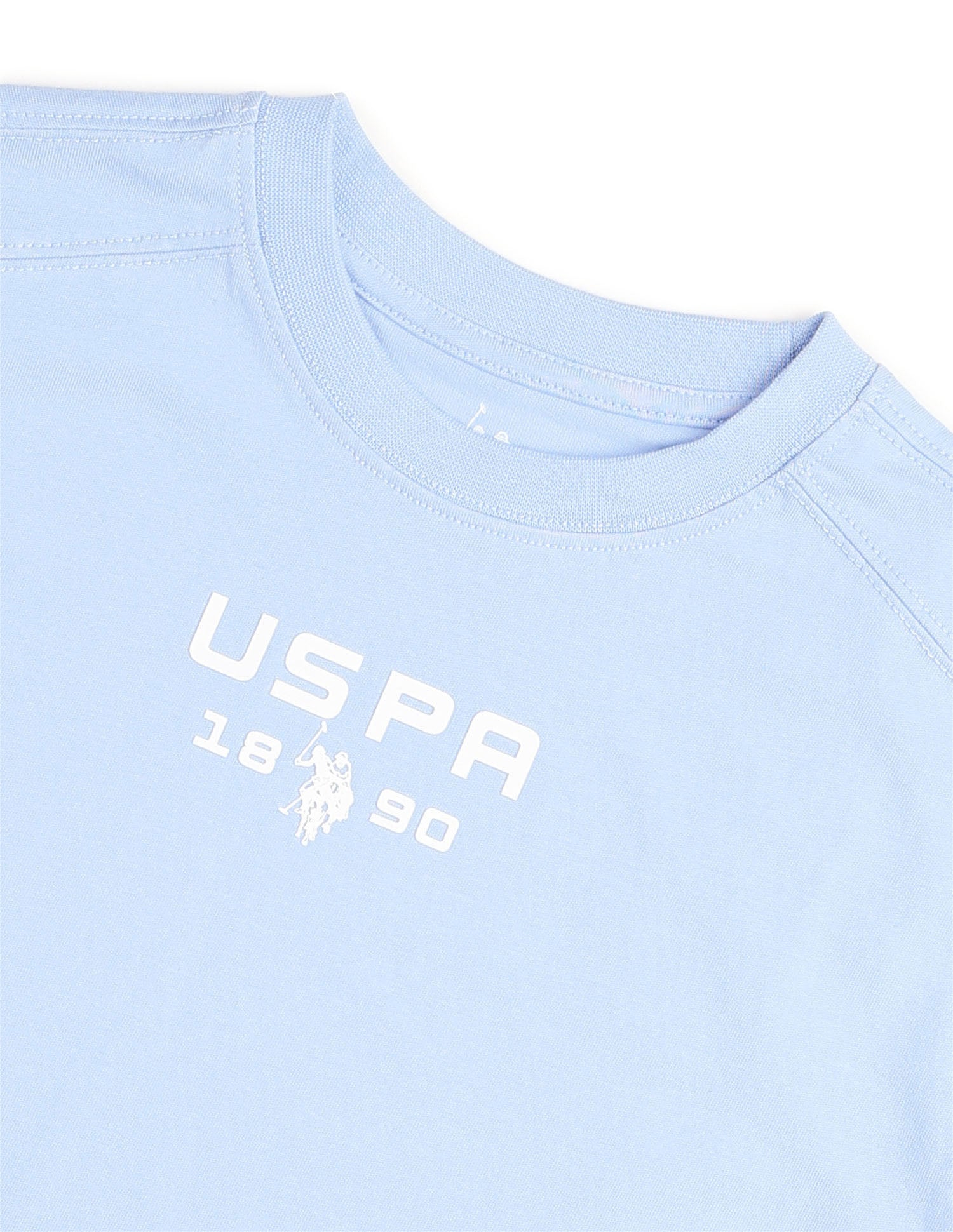 Boys Regular Fit Solid T-Shirt Light Blue - U.S. POLO ASSN. | Large