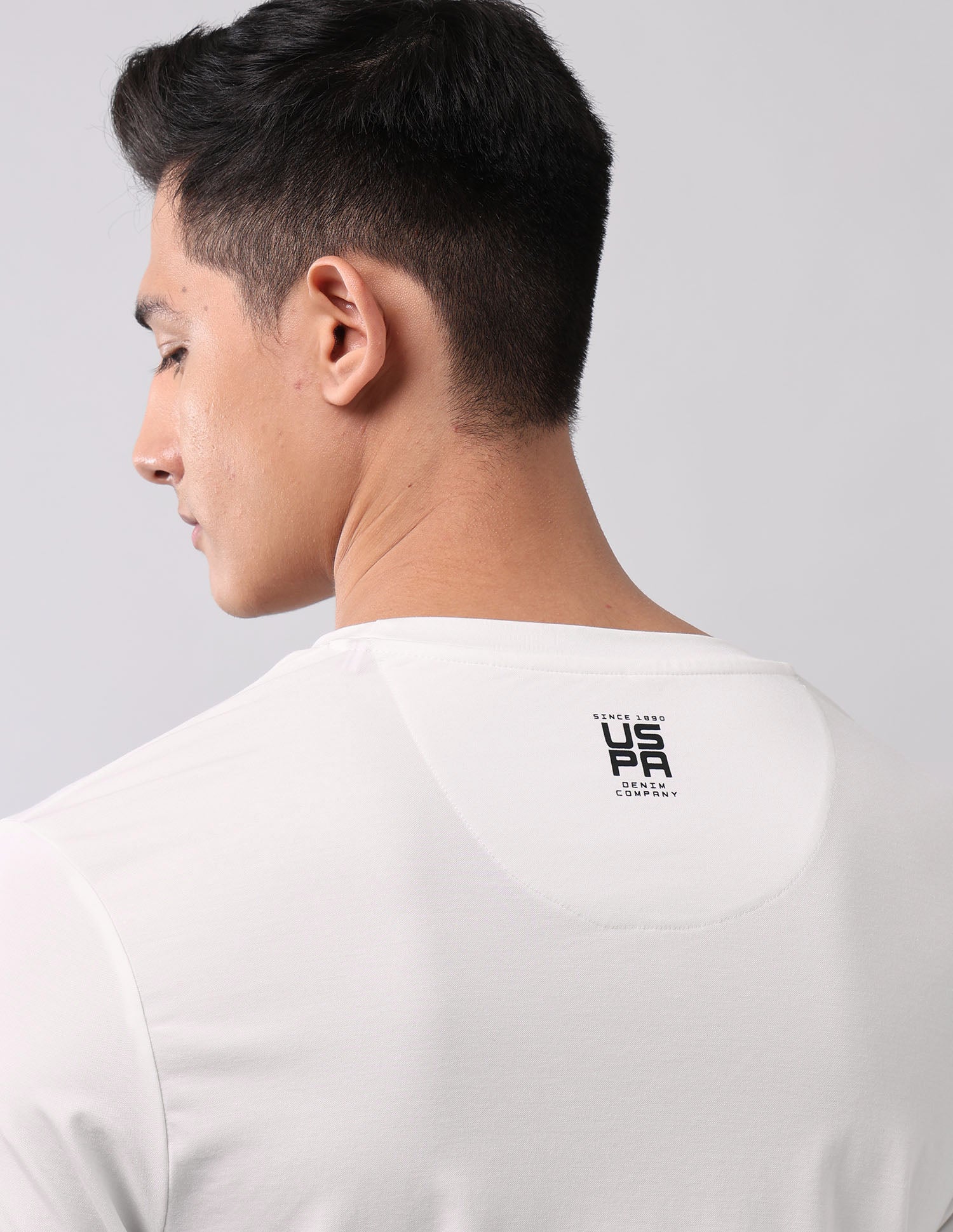 Brand Printed Muscle Fit T-Shirt Ivory - U.S. Polo Assn. India | Large