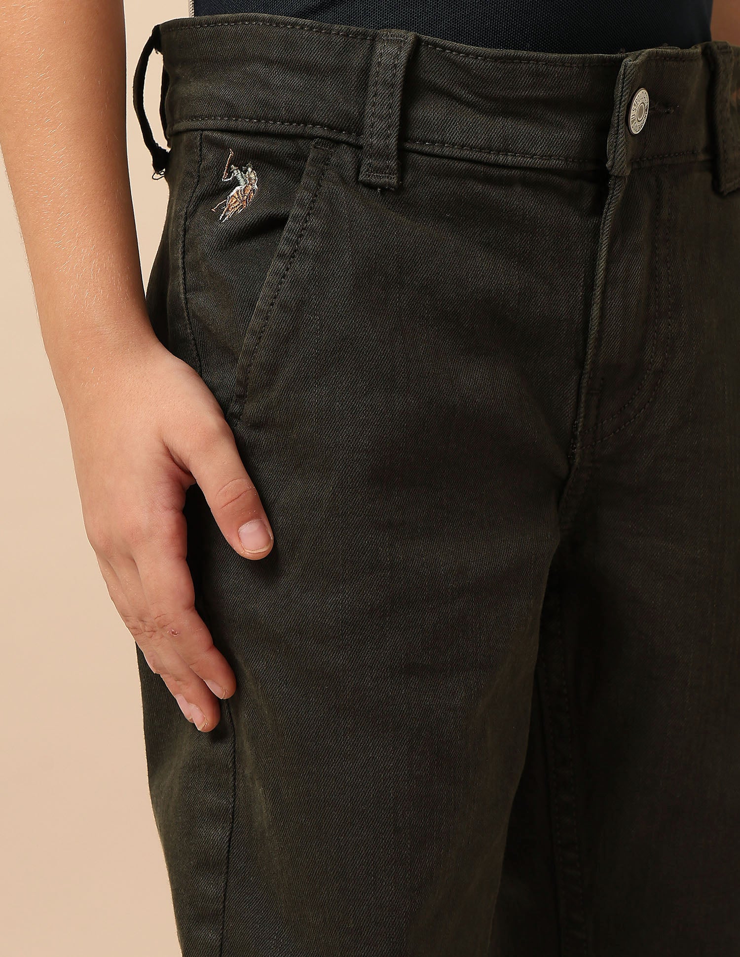 Boys Mid Rise Relaxed Fit Jeans Olive - U.S. POLO ASSN. | Large