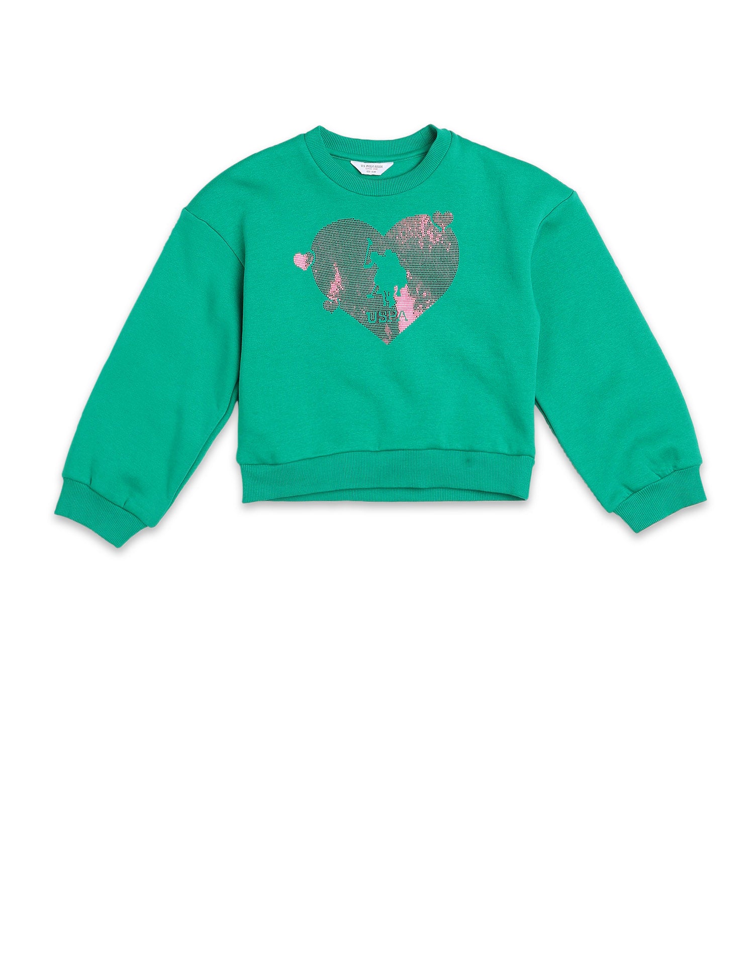 Brand Embellished Regular Fit Sweatshirt Green - U.S. POLO ASSN. | Large