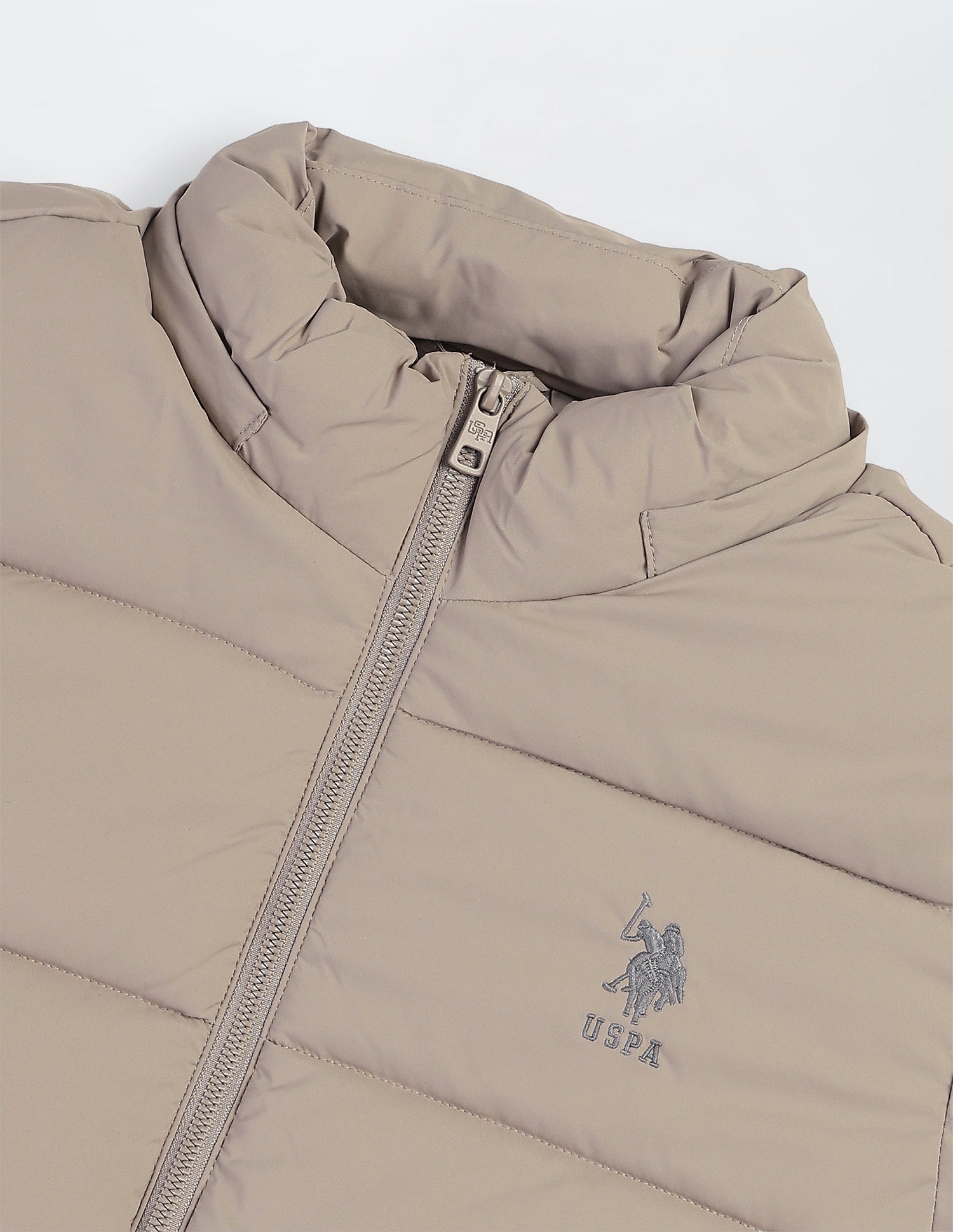 Detachable Hood Puffer Jacket Beige - U.S. Polo Assn. India | Large