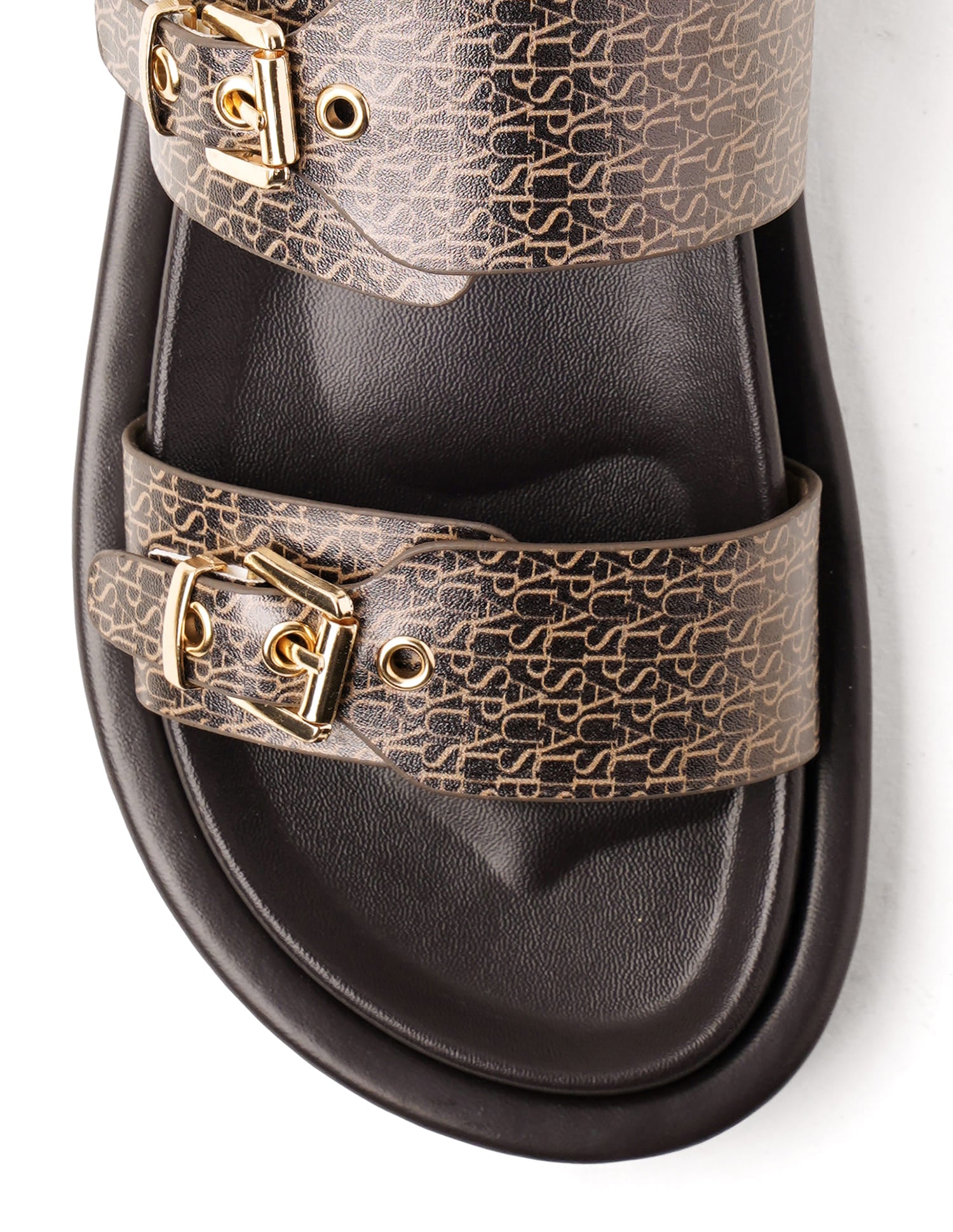 Open Toe Buckle Detail Maria Sandals Brown - U.S. Polo Assn. India | Large