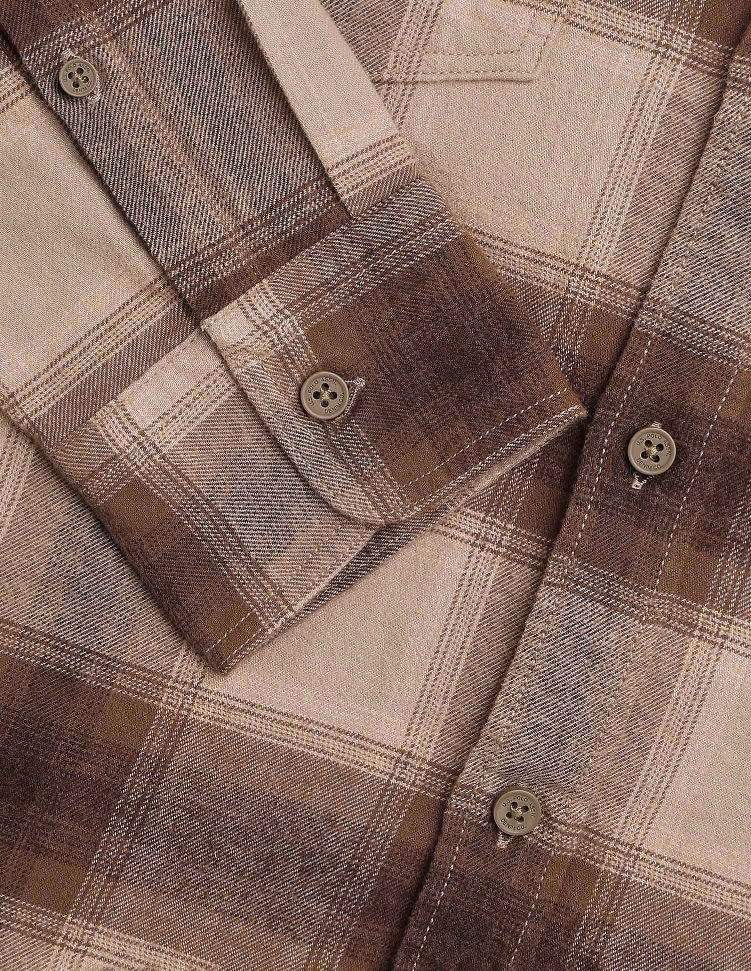 Twill Tartan Checked Shirt Khaki - U.S. POLO ASSN. | Large