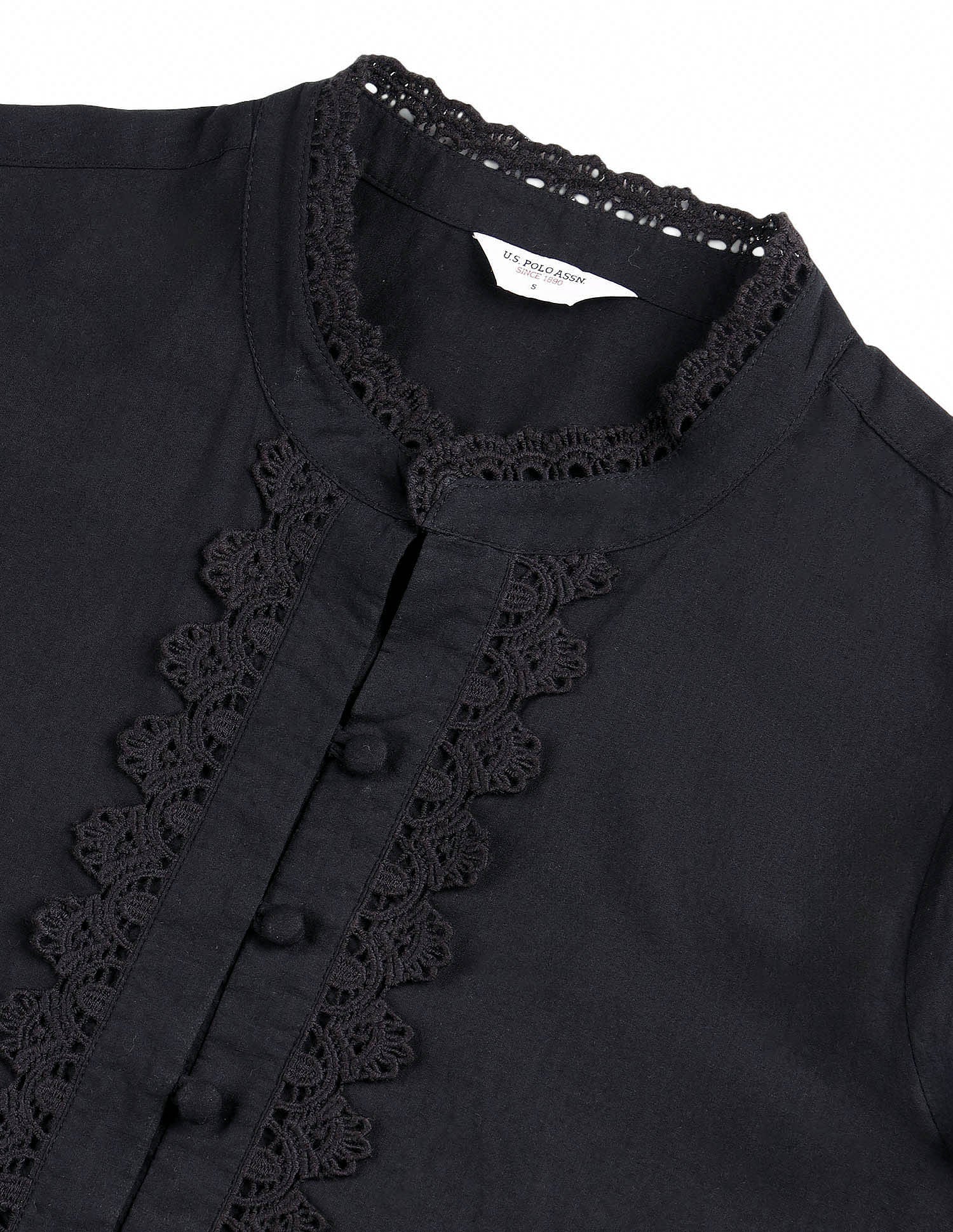 Lace Detailed Top Black - U.S. POLO ASSN. | Large