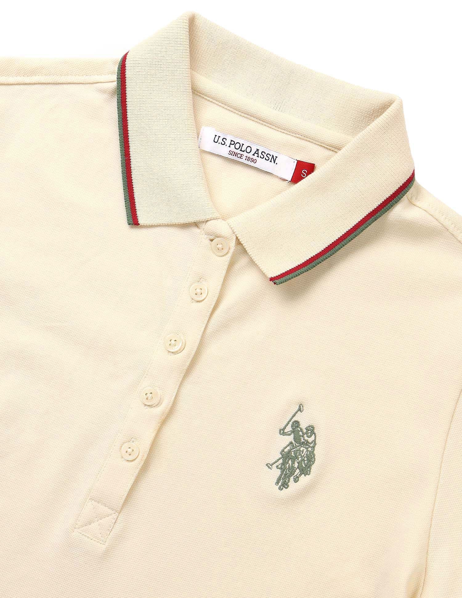Tipped Collar Regular Fit Polo Shirt Ecru - U.S. POLO ASSN. | Large