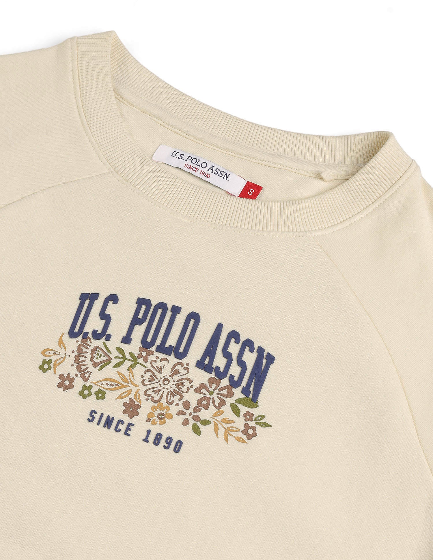 Raglan Fit Brand Printed Sweatshirt Ecru - U.S. Polo Assn. India | Large
