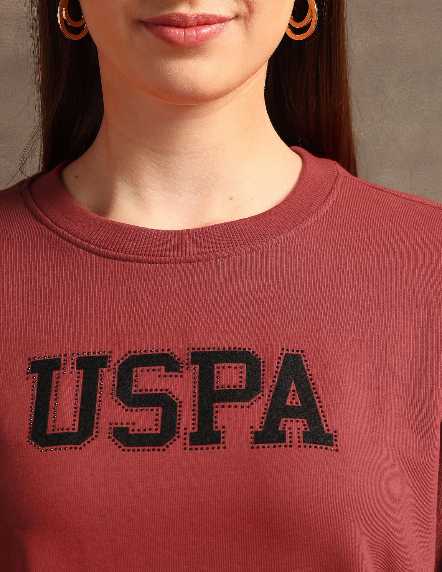 Drop Shoulder Appliqued Sweatshirt Rust - U.S. POLO ASSN. | Large