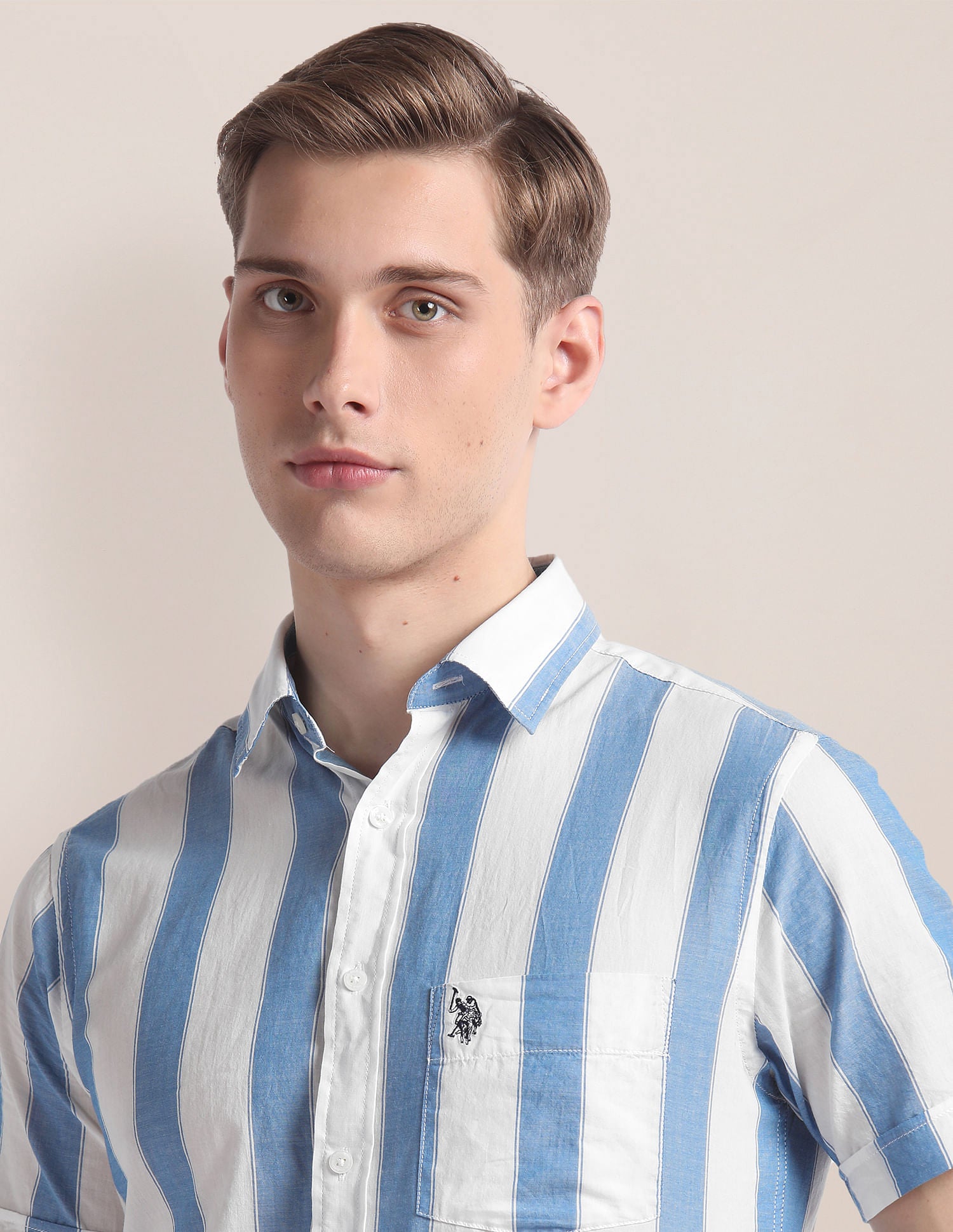 Pinpoint Oxford Striped Shirt Blue and White - U.S. POLO ASSN. | Large
