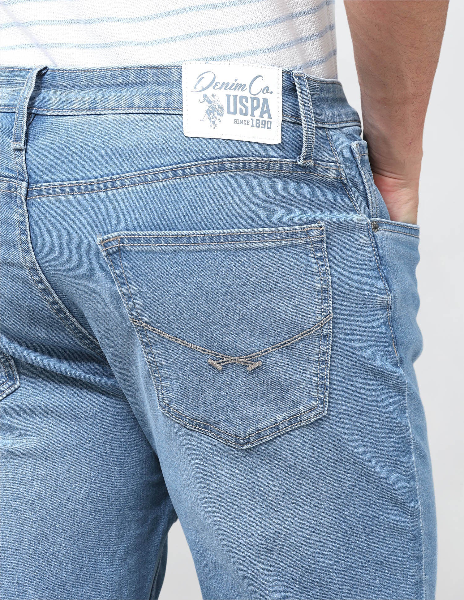 Harold Slim Straight Fit Blue Jeans Light Indigo - U.S. Polo Assn. India | Large