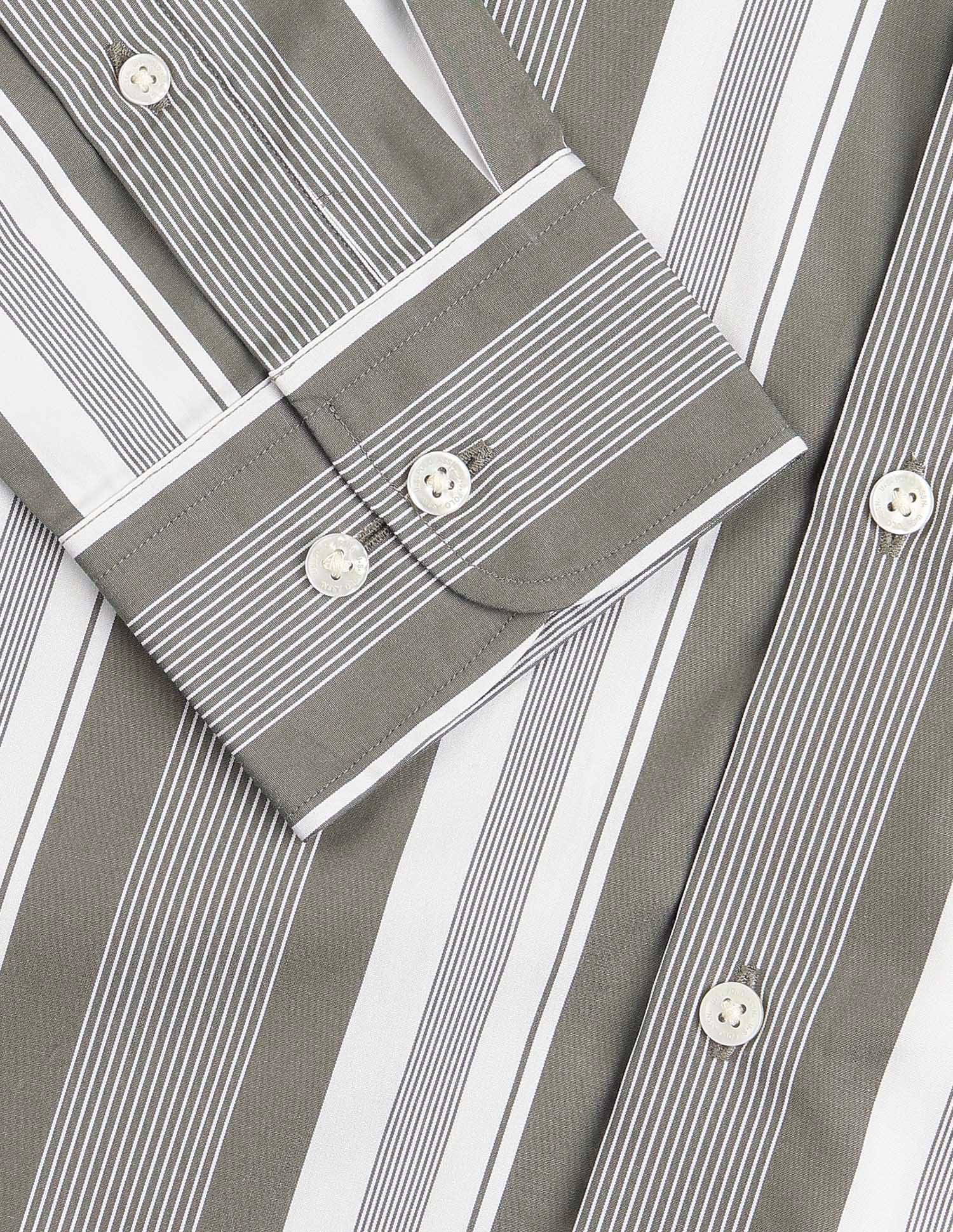 Vertical Striped Pure Cotton Shirt Olive - U.S. POLO ASSN. | Large