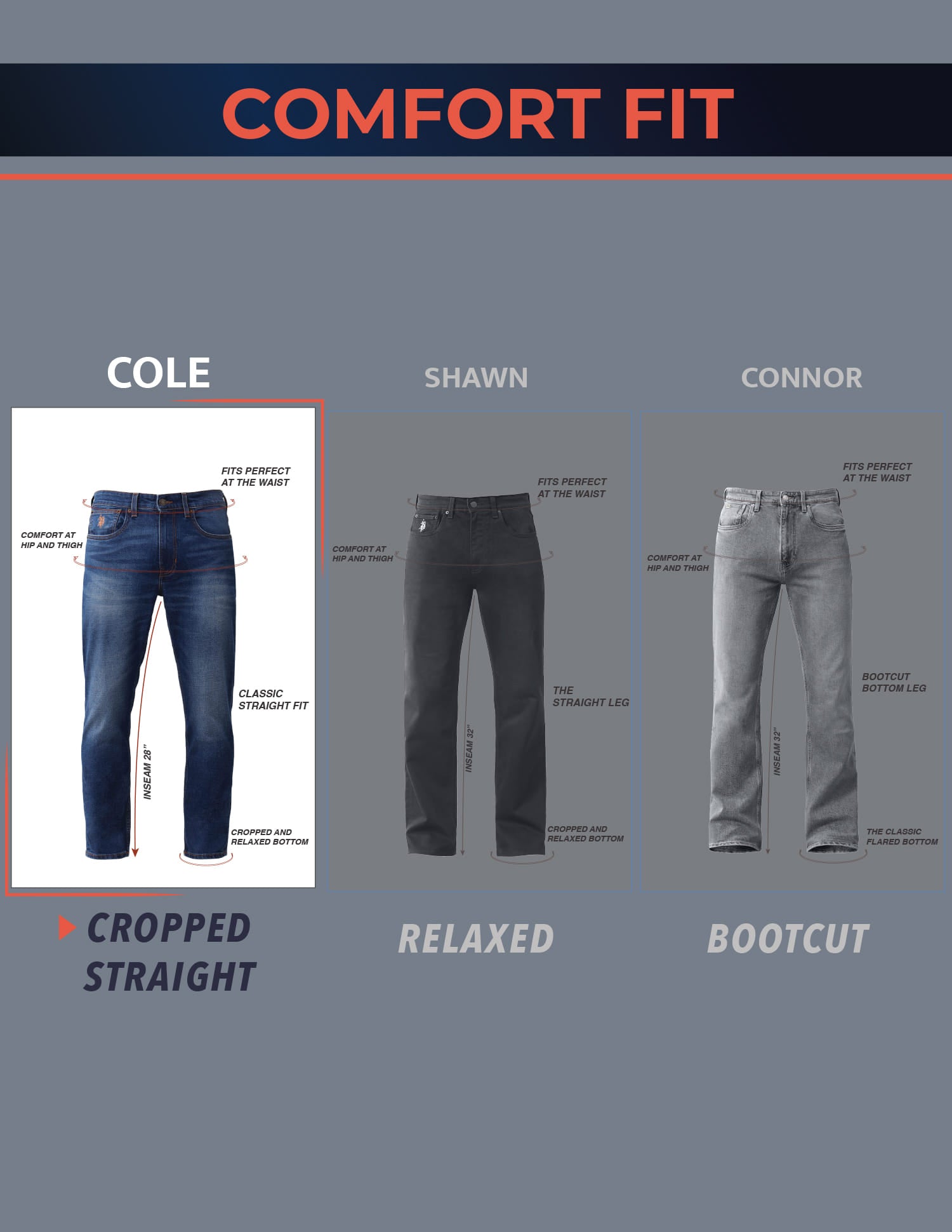Solid Slim Tapered Fit Jeans Blue - U.S. Polo Assn. India | Large