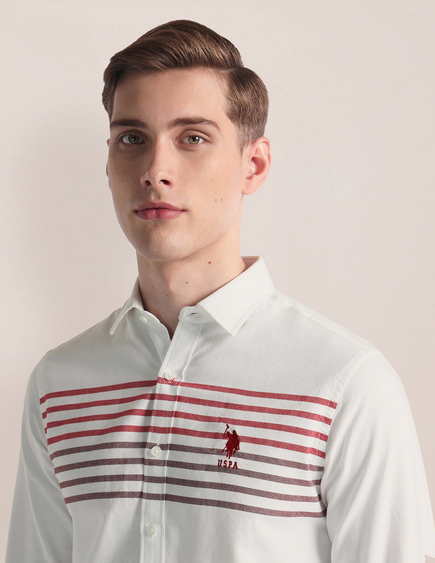 Horizontal Stripe Twill Shirt White - U.S. Polo Assn. India | Large