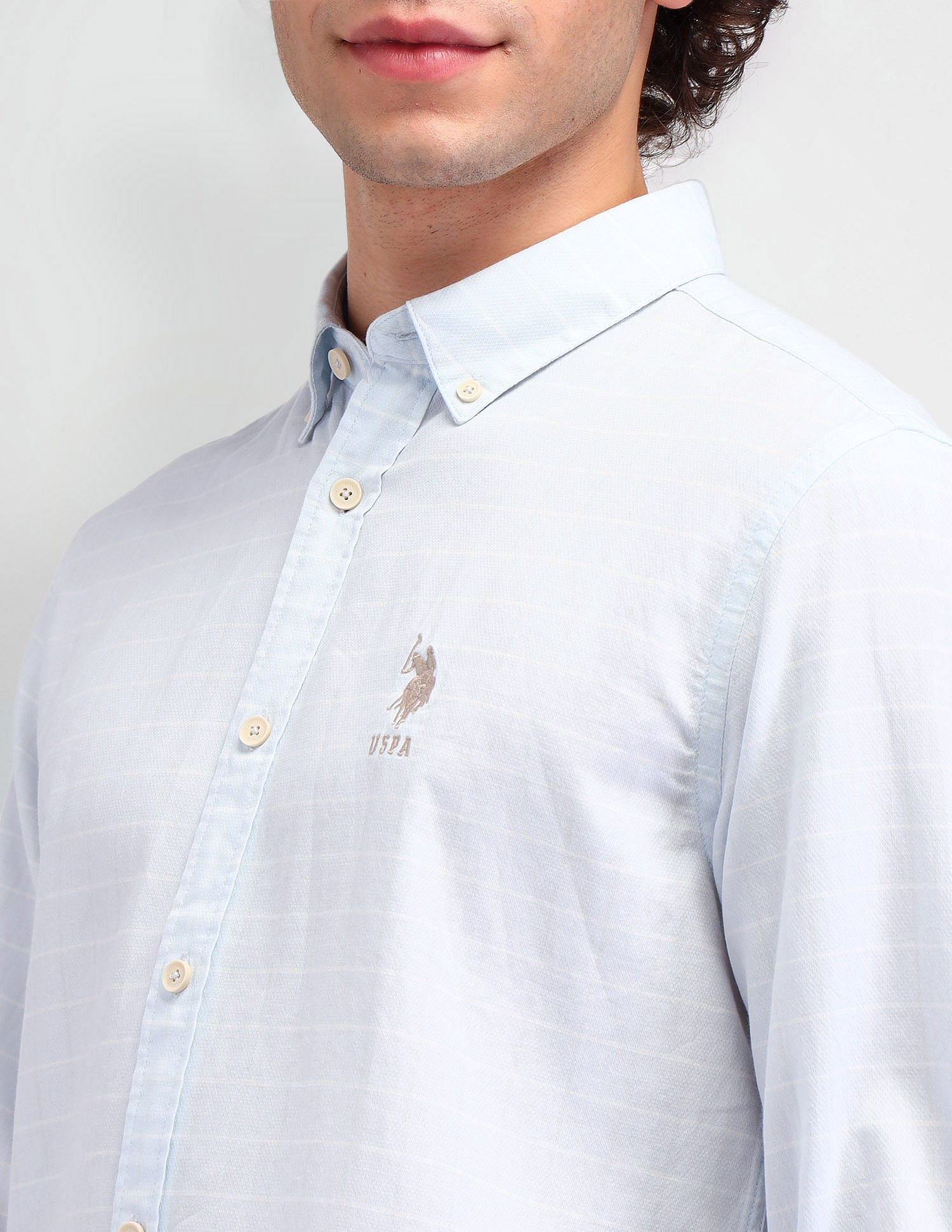 Slim Fit Button Down Shirt Lt. Blue - U.S. Polo Assn. India | Large