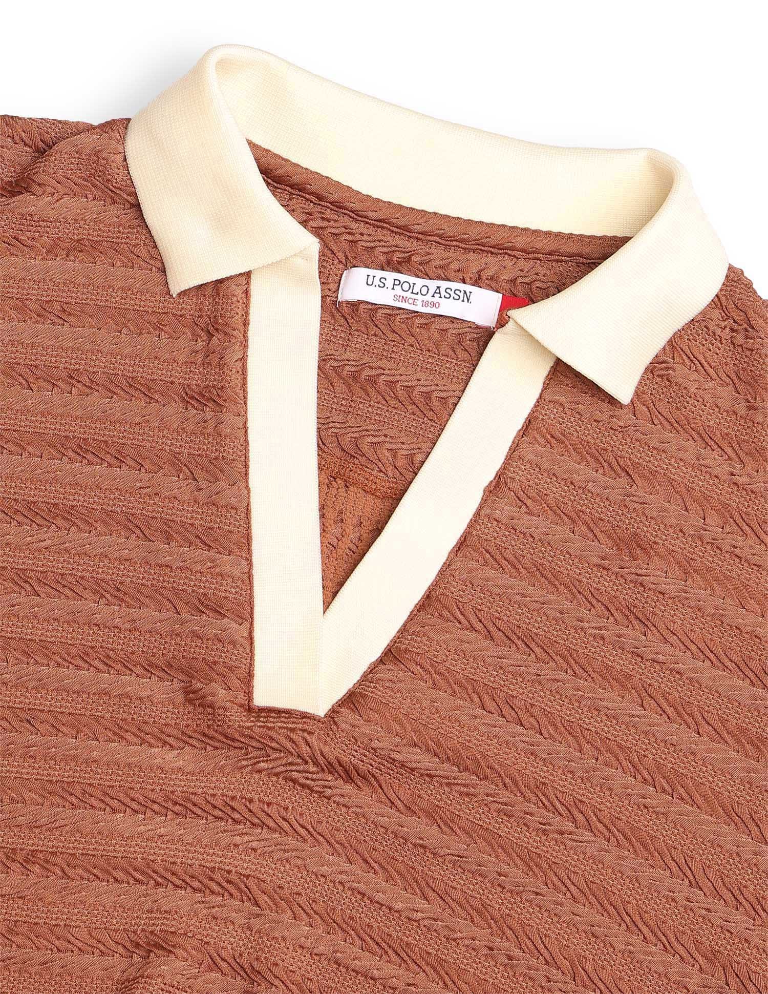 Textured Regular Fit Polo Shirt Brown - U.S. Polo Assn. India | Large