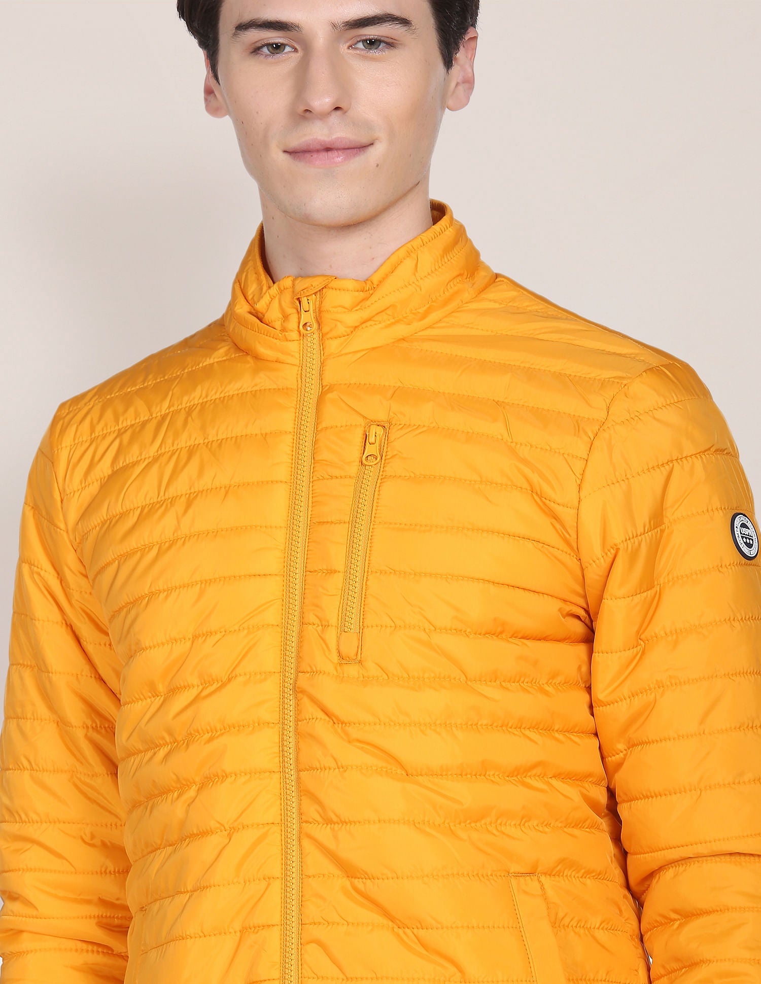 Solid Polyester Puffer Jacket Yellow - U.S. Polo Assn. India | Large