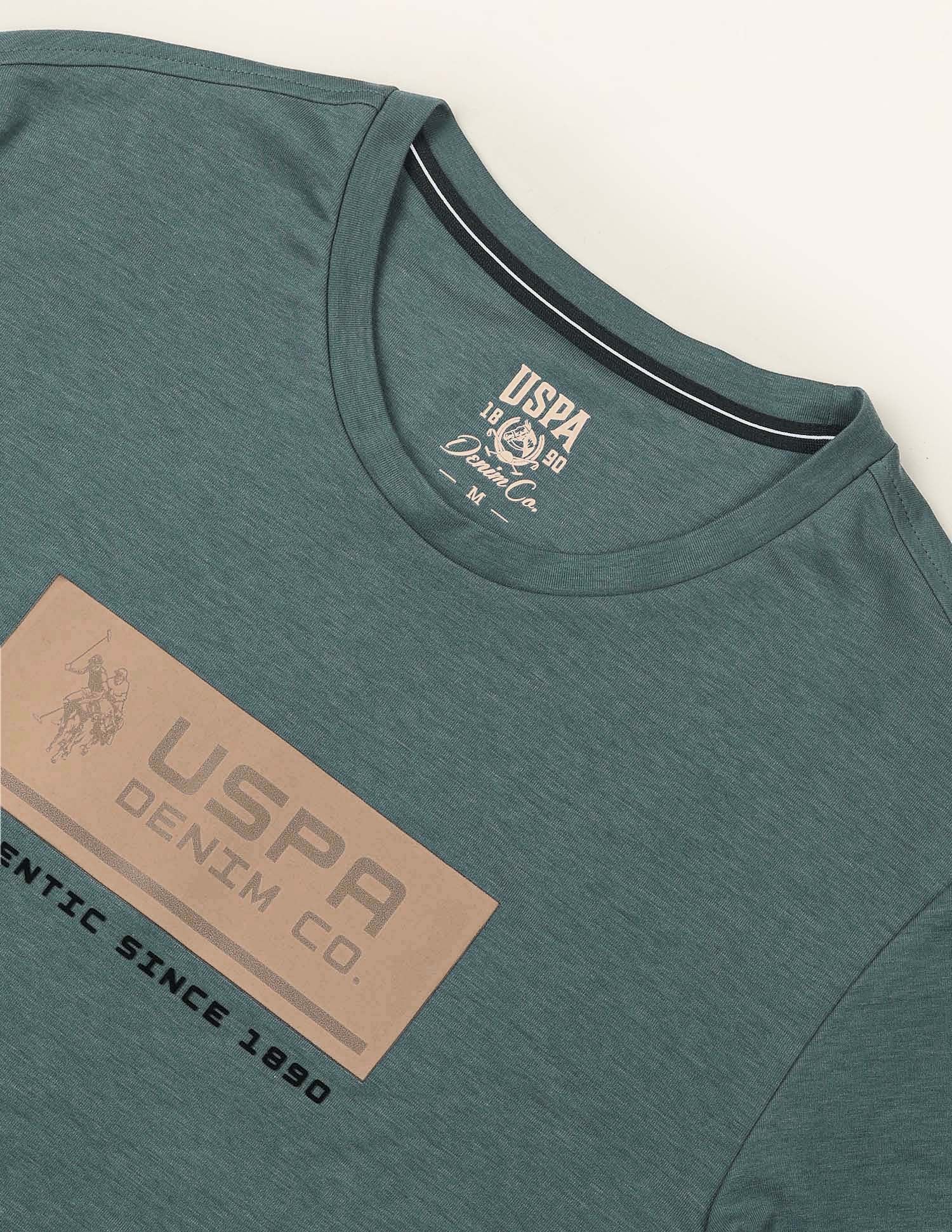 Brand Printed Muscle Fit T-Shirt Dark Green - U.S. Polo Assn. India | Large