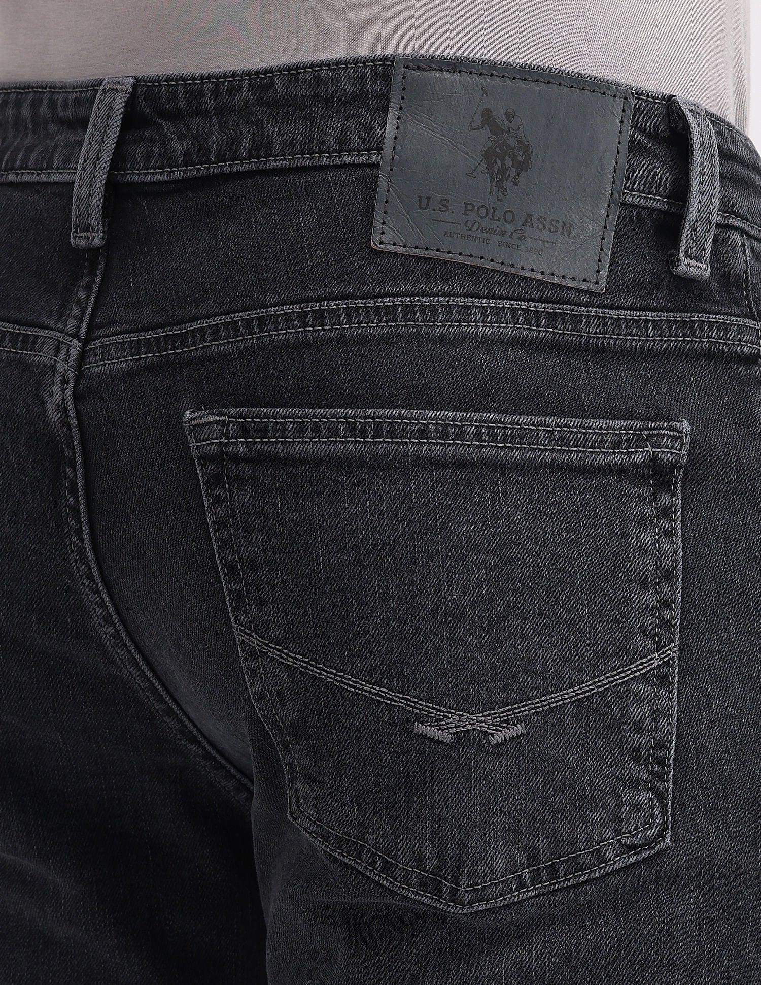 Slim Tapered Fit Grey Jeans Charcoal-Grey - U.S. POLO ASSN. | Large