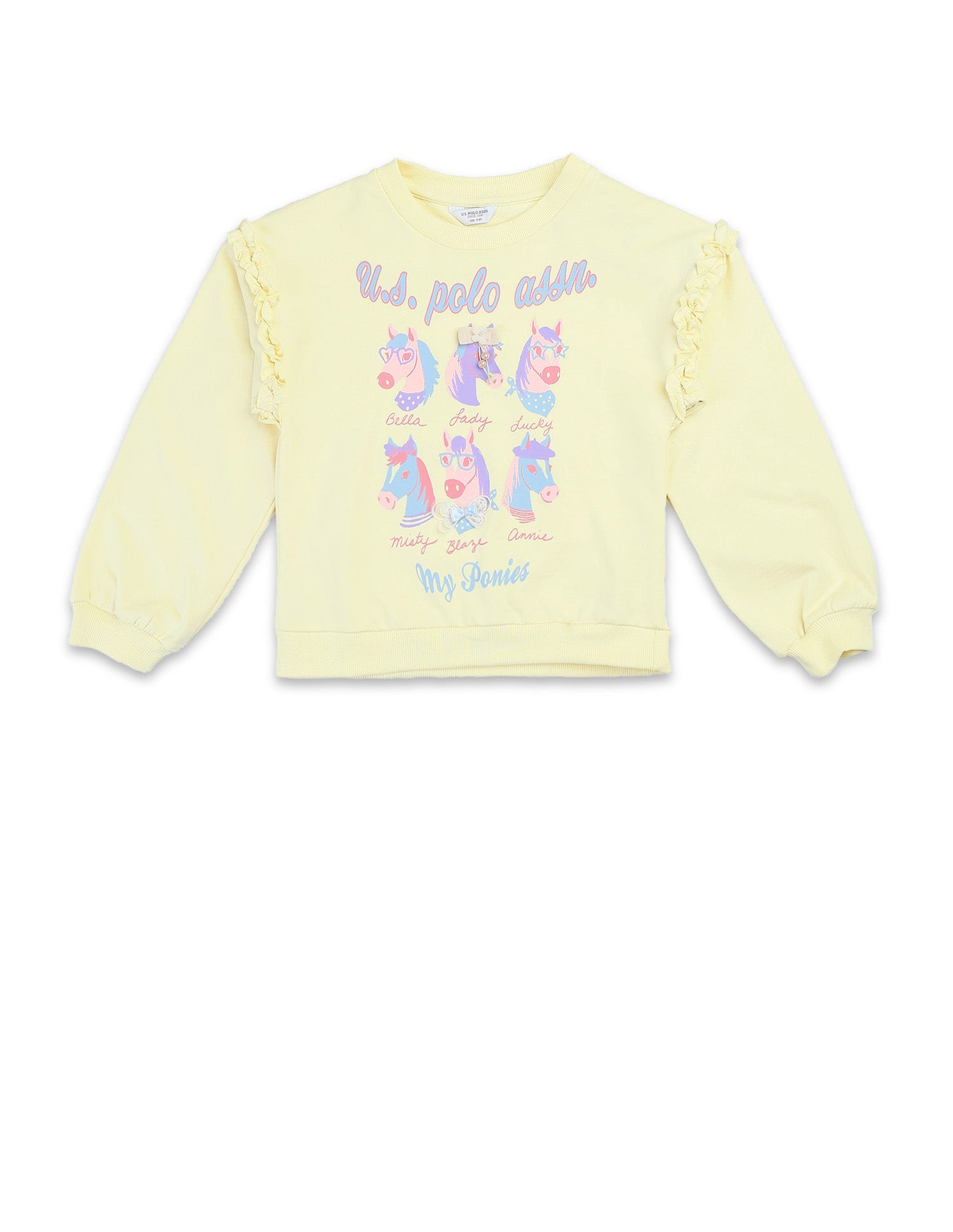 Girls Graphic Brand Printed Sweatshirt Light Yellow - U.S. POLO ASSN. | Large