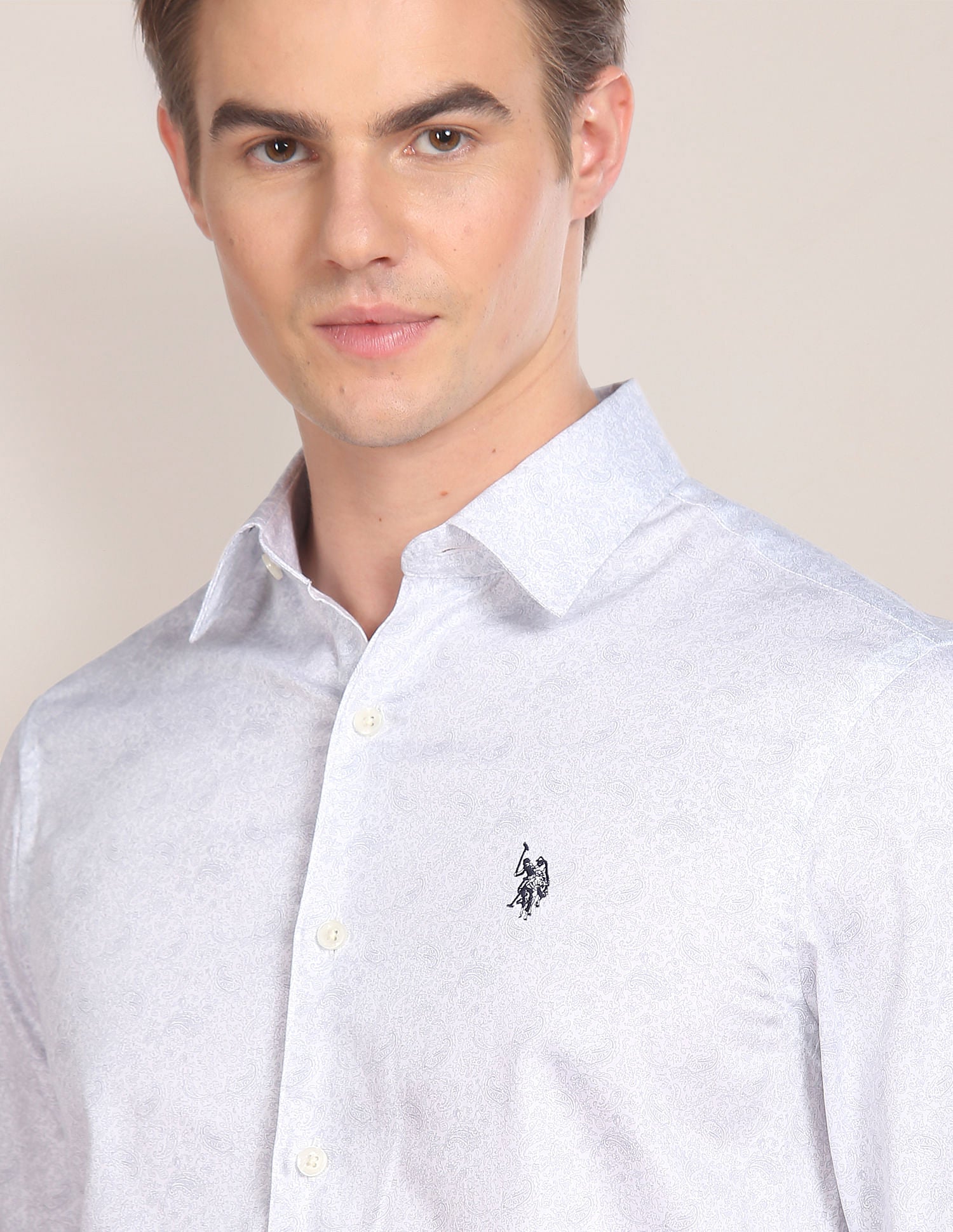 Spread Collar Paisley Print Shirt Grey - U.S. Polo Assn. India | Large